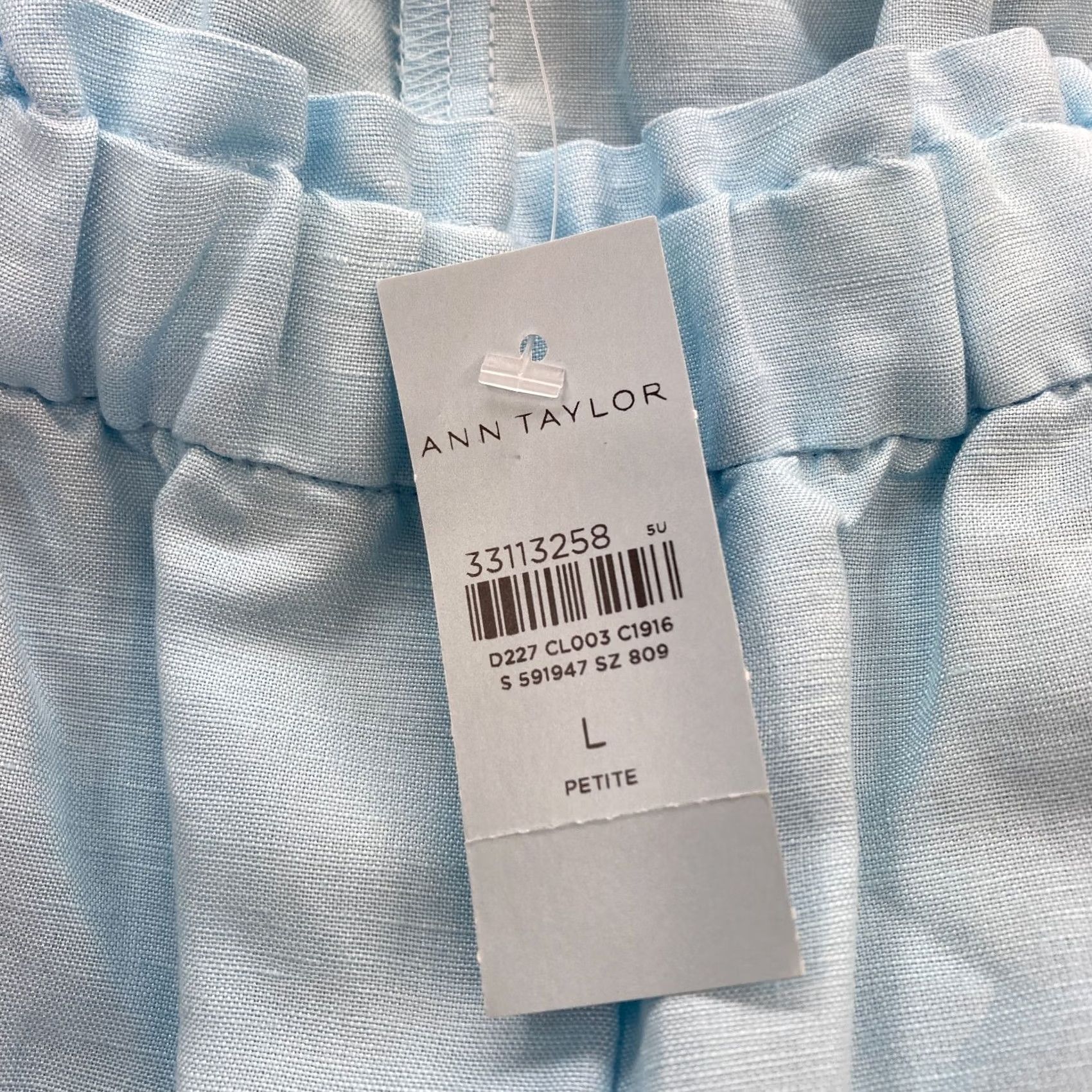 Ann Taylor Ann Taylor Pull On Wide Leg Crop Pants Women's Large Petite Blue Linen Beachy Size 24" / US 00 / IT 34 - 5 Thumbnail