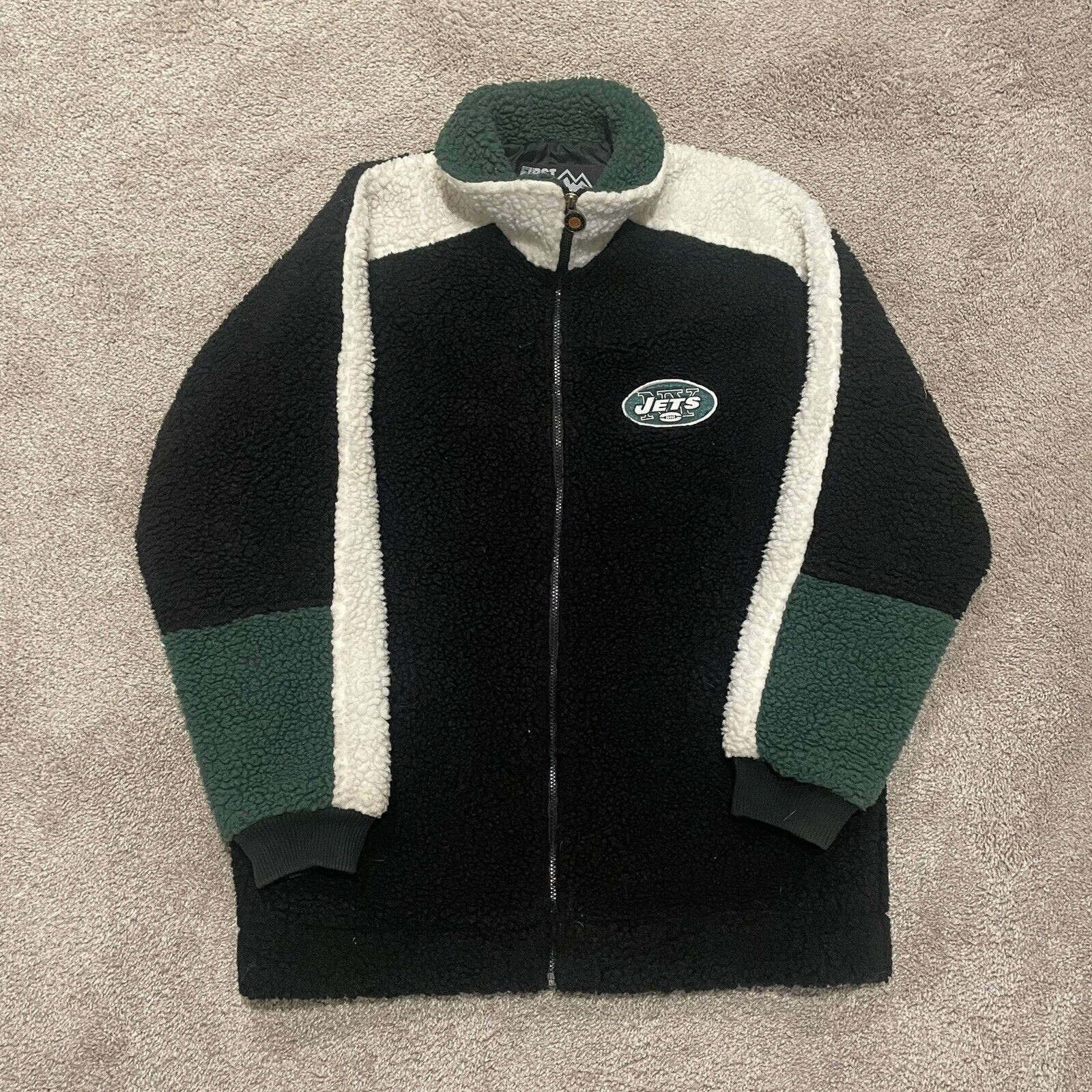 image of Logo Athletic Vintage New York Jets Fleece Jacket Nfl Heavy Coat Size L in Green, Men's