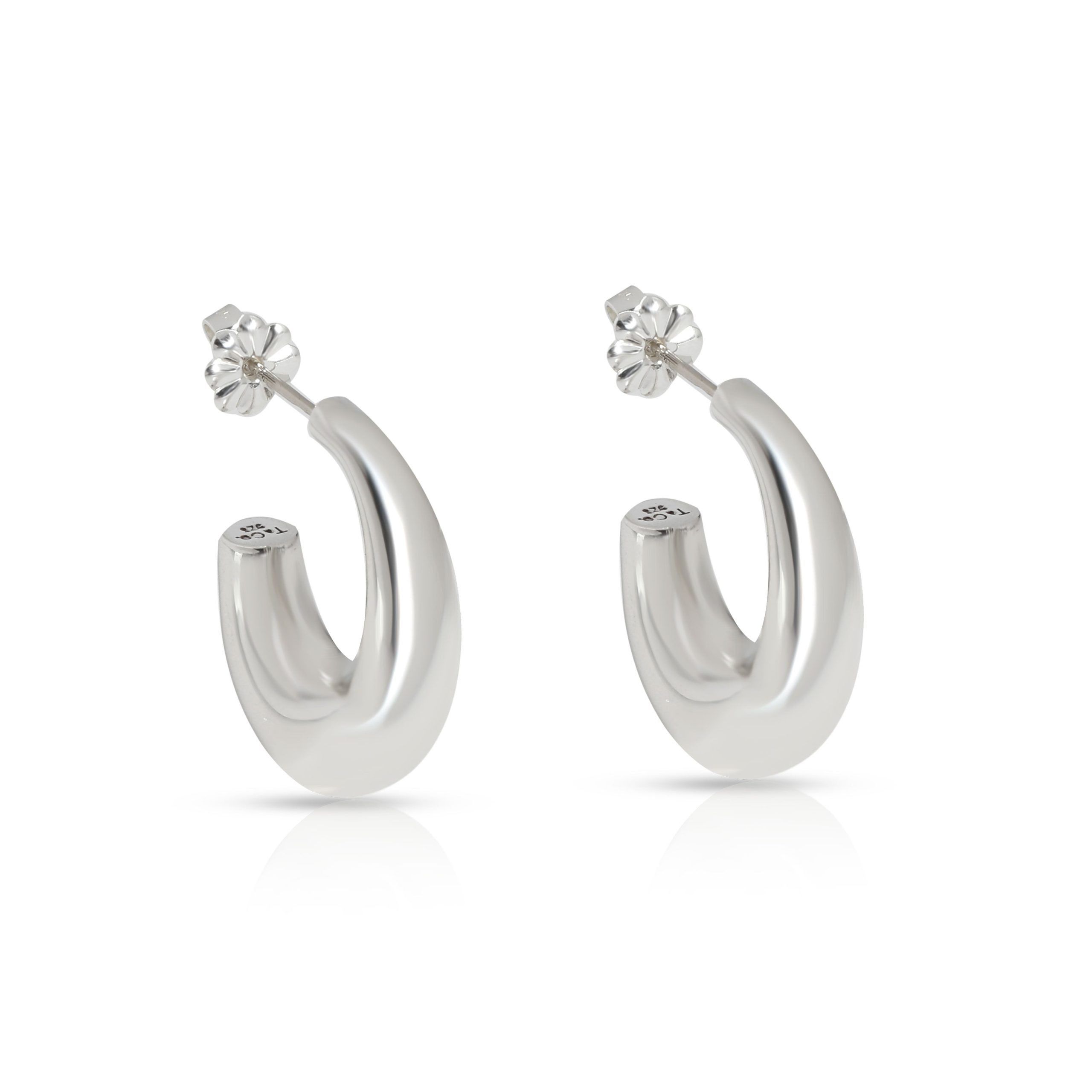 image of Tiffany Co Tiffany & Co. Hoop Earrings In Sterling Silver, Women's