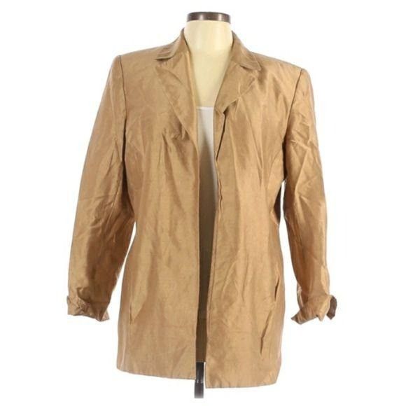 Vintage Vtg 90's Josephine Chaus Silk Boyfriend Blazer Sz 12 Metalli Size XL / US 12-14 / IT 48-50 - 1 Thumbnail