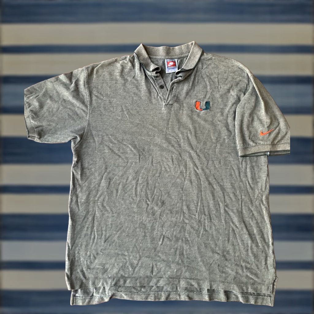 Nike VINTAGE Nike Team Miami Hurricanes Polo Shirt 2XL Green Mens 90s Embroidered Logo White Tag Size US XXL / EU 58 / 5 - 1 Thumbnail