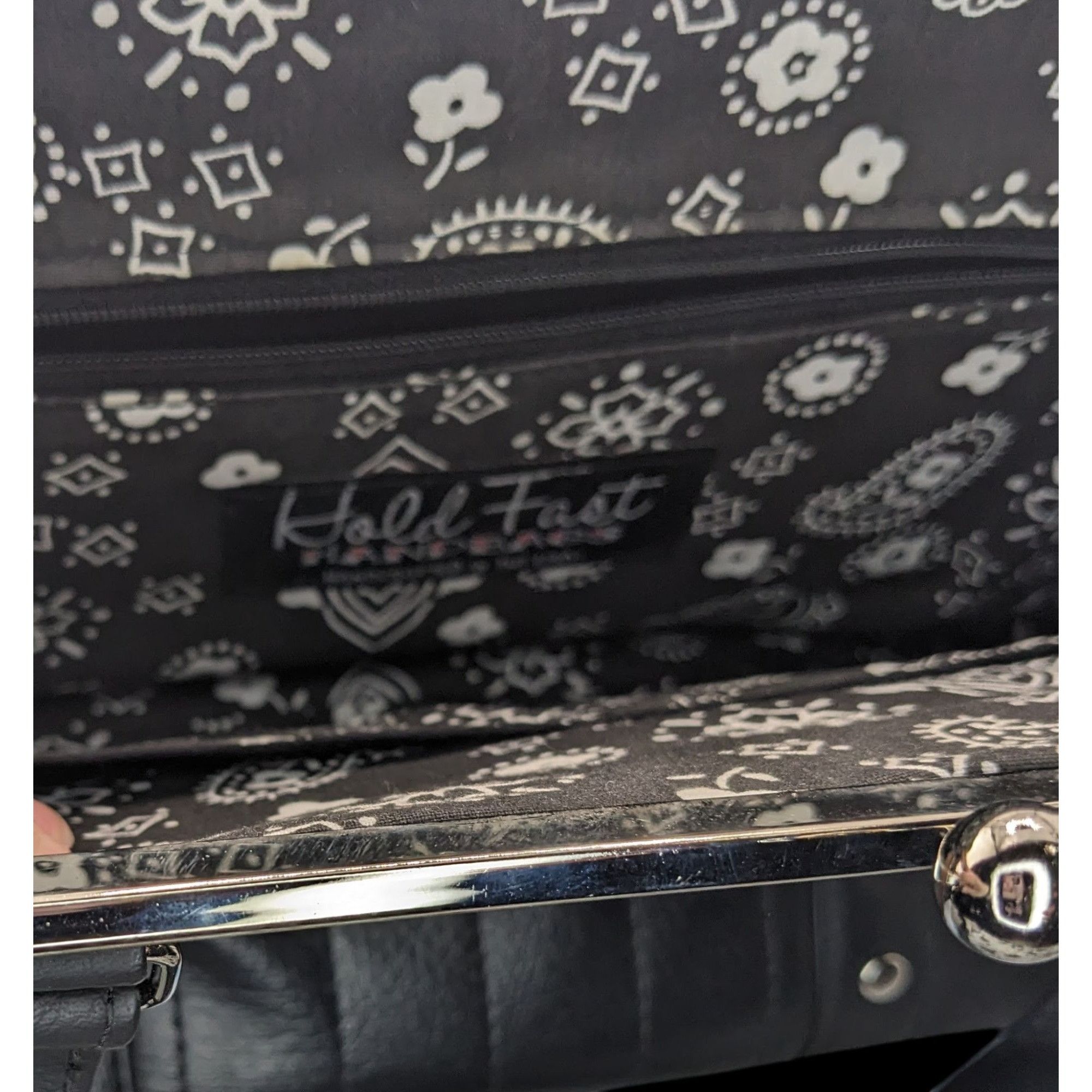 Other Hold Fast Handmade Gothic Black Faux Leather Handbag With Si Size ONE SIZE - 4 Thumbnail