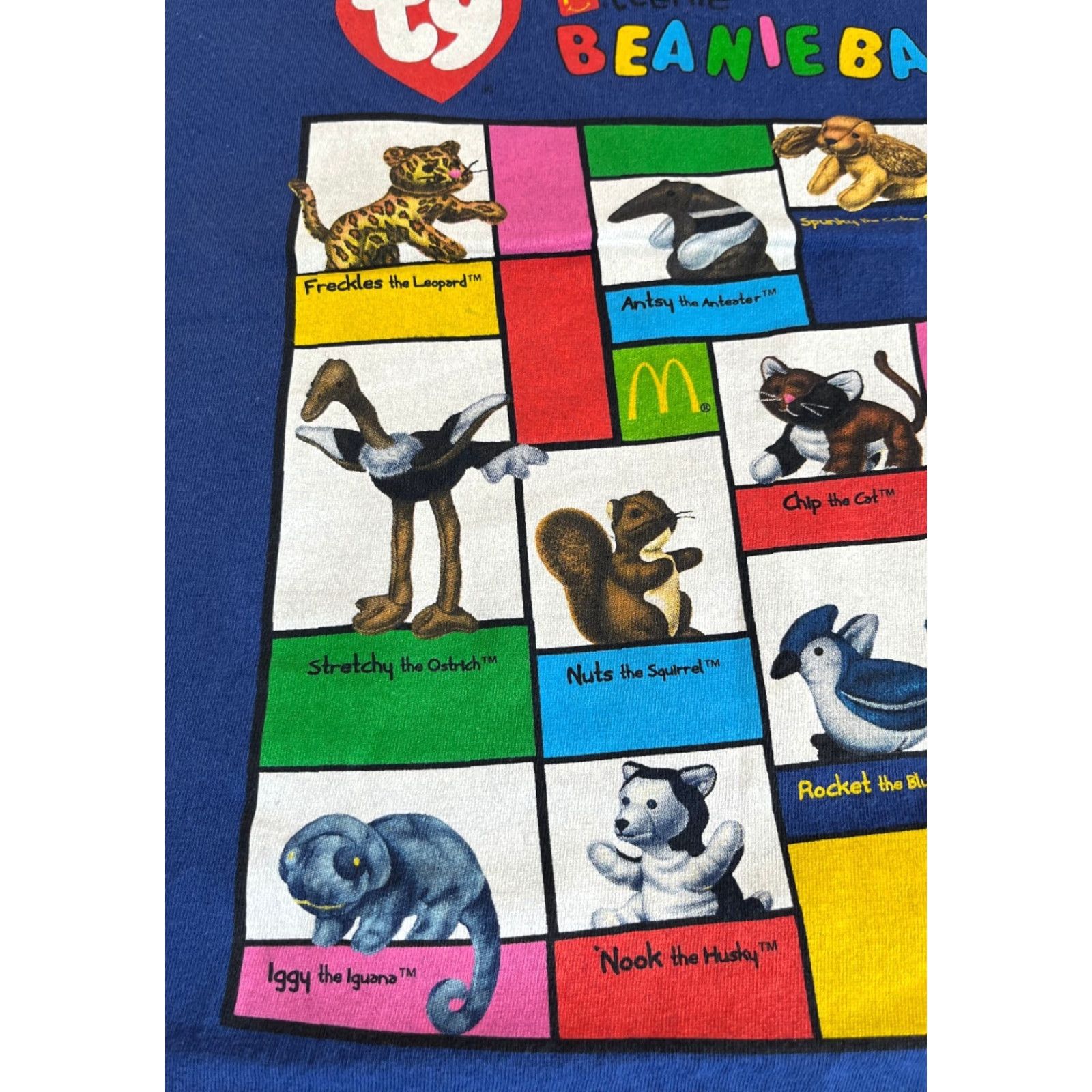 Jerzees VINTAGE McDonald's Teeny Beanie Babies T-Shirt 90s Crew Neck Short Sleeve XL Blue Unisex Adults Jerzees Heavyweight Cotton Double-Sided 1999 Size US XL / EU 56 / 4 - 6 Thumbnail
