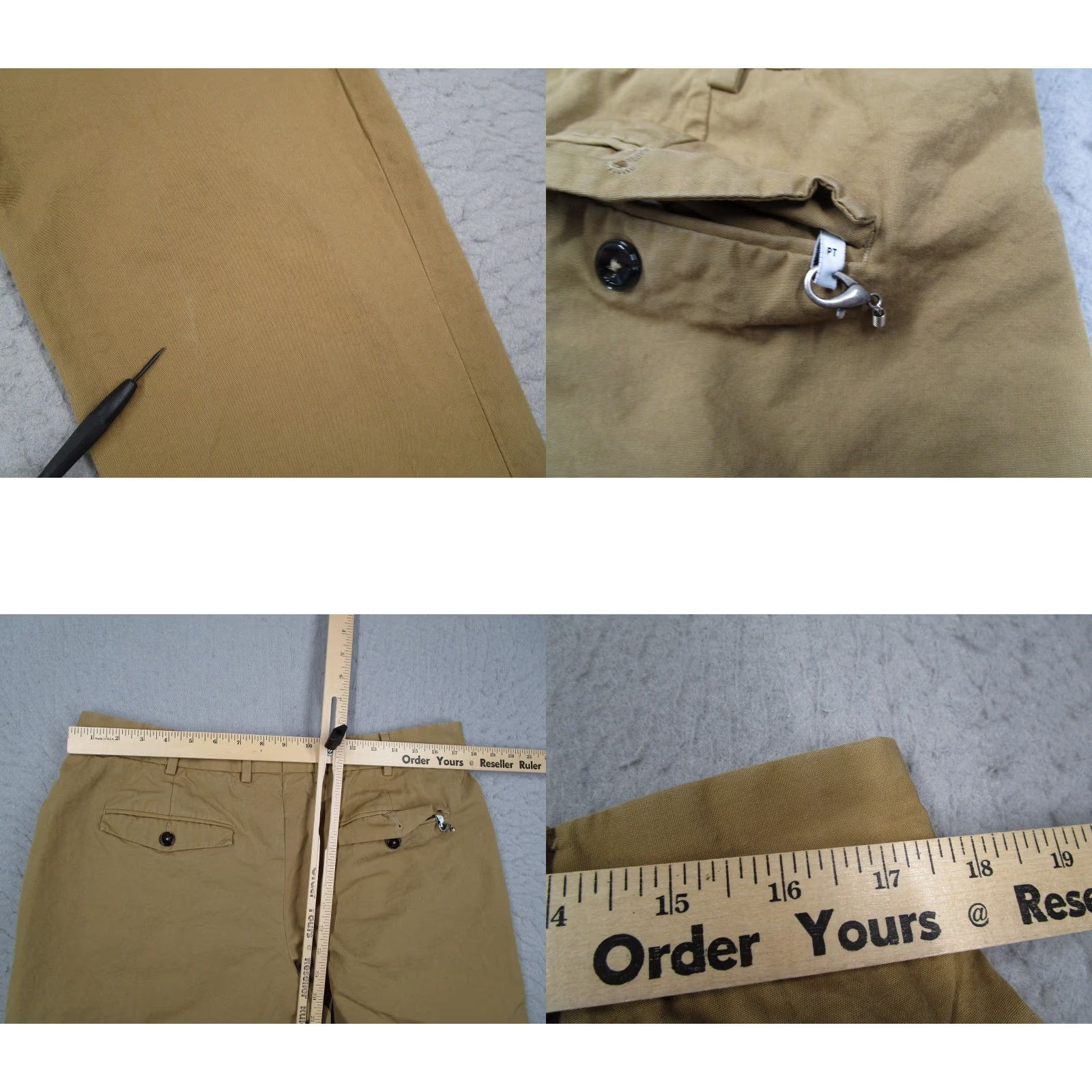PT Torino PT Torino Pants Mens 36x27 Beige Rebel Fit Pleated Chino Cotton Cuffed Tapered Size US 36 / EU 52 - 8 Thumbnail