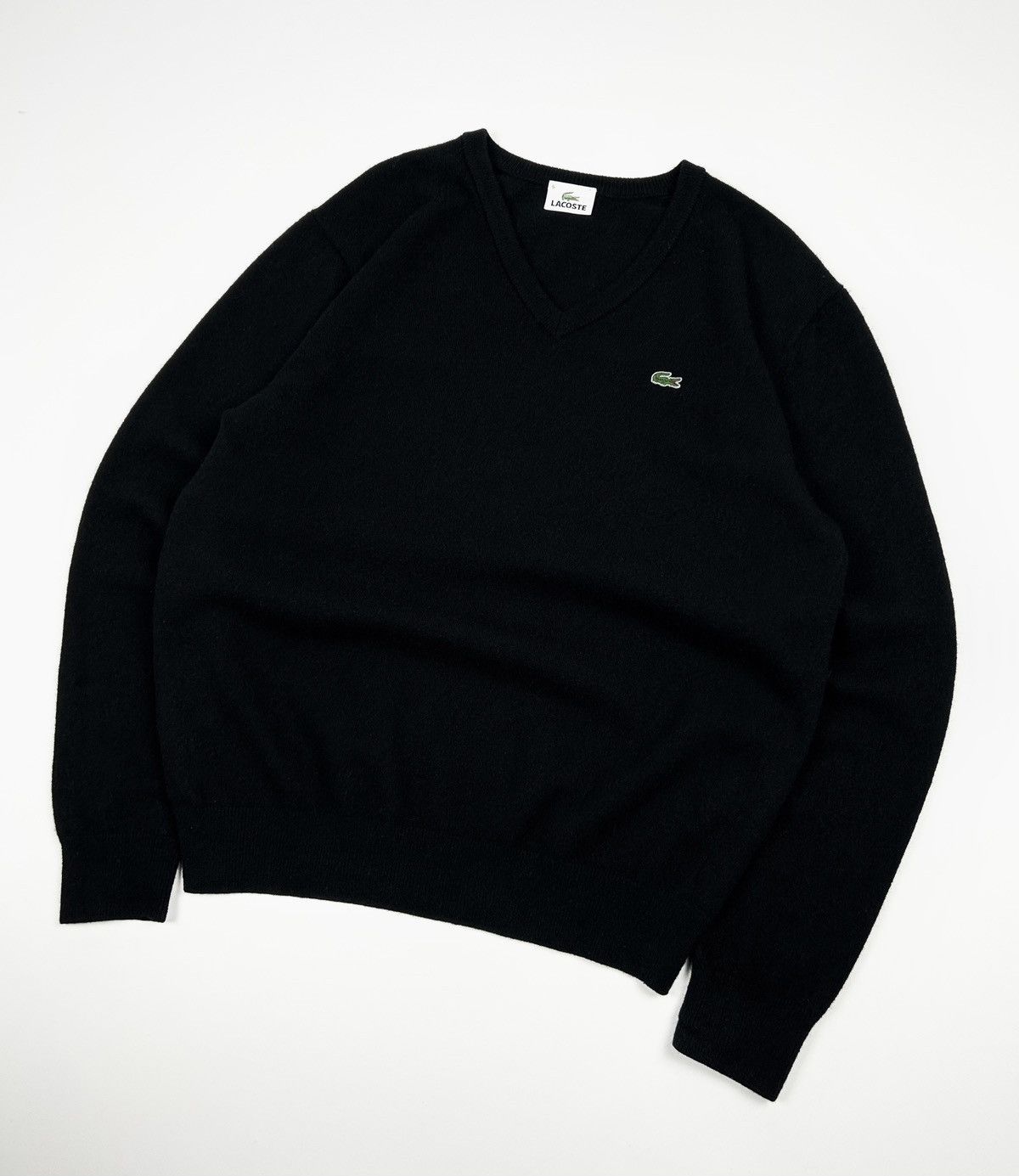 Lacoste × Vintage × Yves Saint Laurent Lacoste wool vintage 90s knit sweater retro v-neck Size US M / EU 48-50 / 2 - 2 Thumbnail