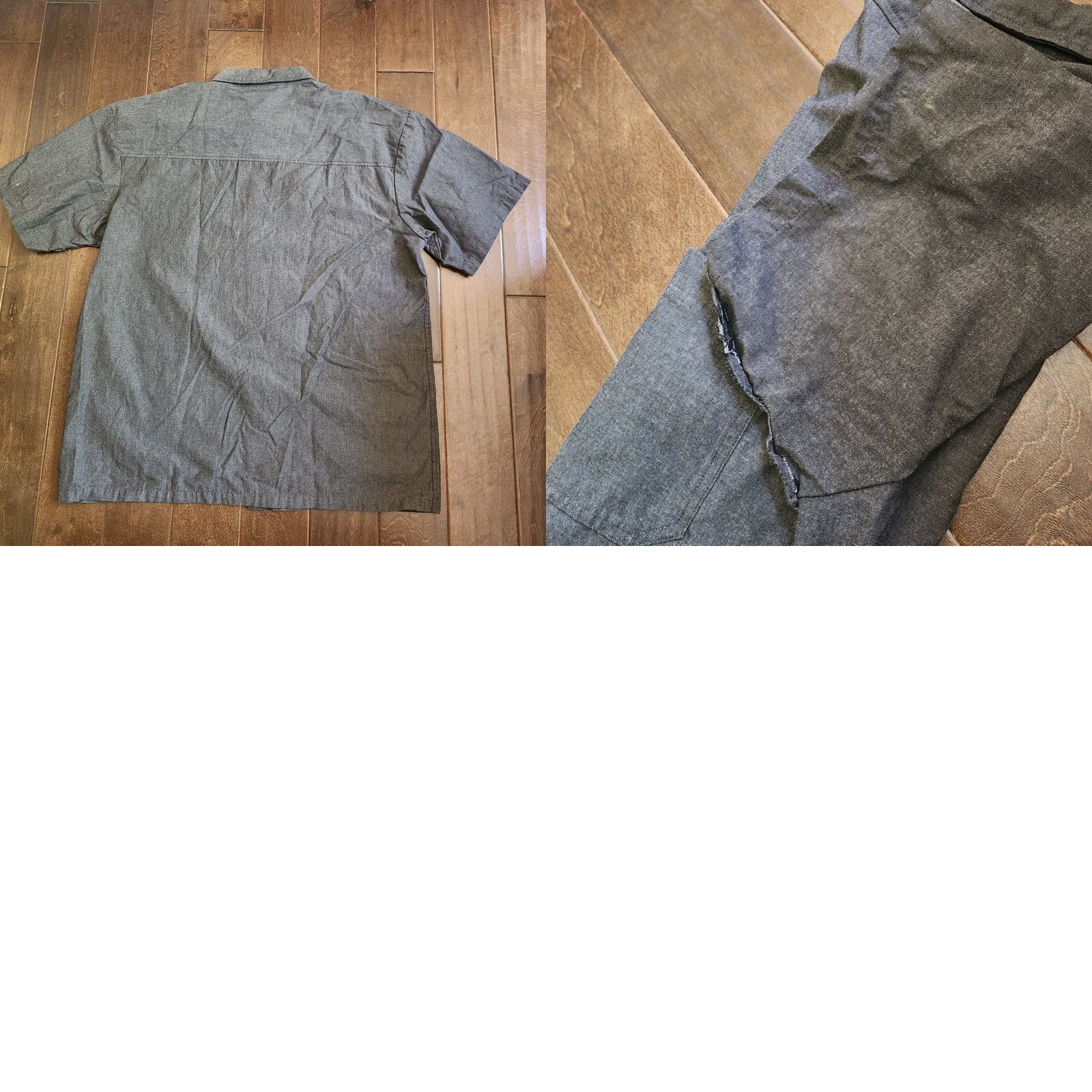 Vintage Yago Shirt Button-Up Pocket Short Sleeve Gray 2XL Mens Regular Classic Solid Polyester Cotton Size US XXL / EU 58 / 5 - 9 Thumbnail