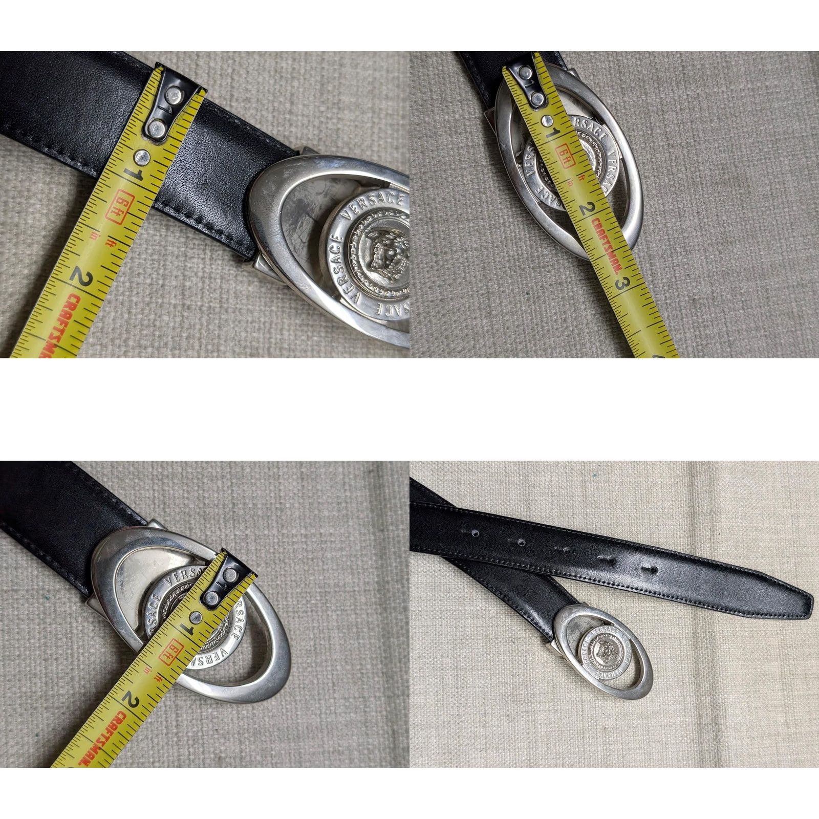 Versace VINTAGE Versace belt MEDUSA black leather chrome buckle belt Men 34") Size 34 - 8 Thumbnail