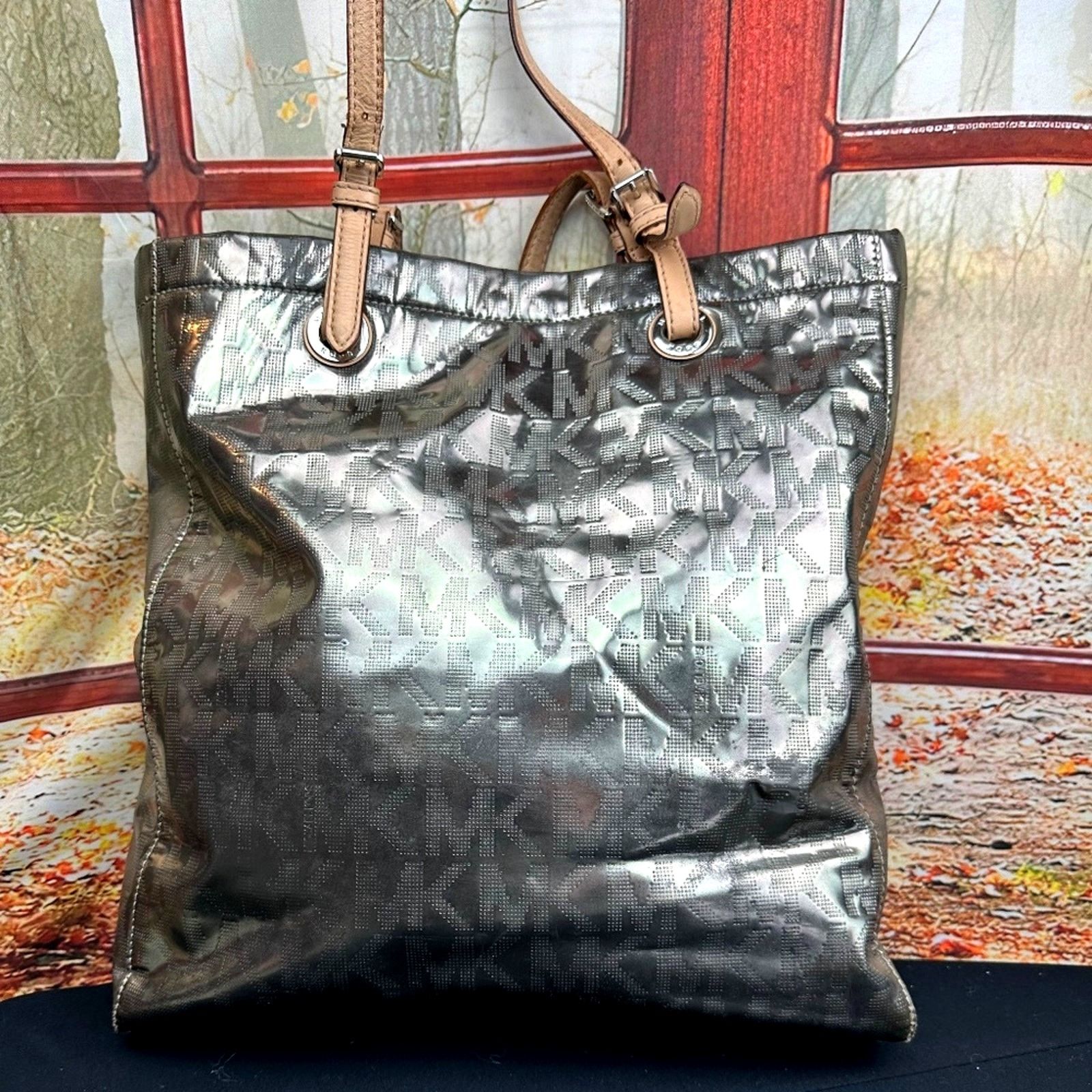 Michael Kors Michael Kors Metallic Mirror PVC Leather North South Tote Size ONE SIZE - 8 Thumbnail