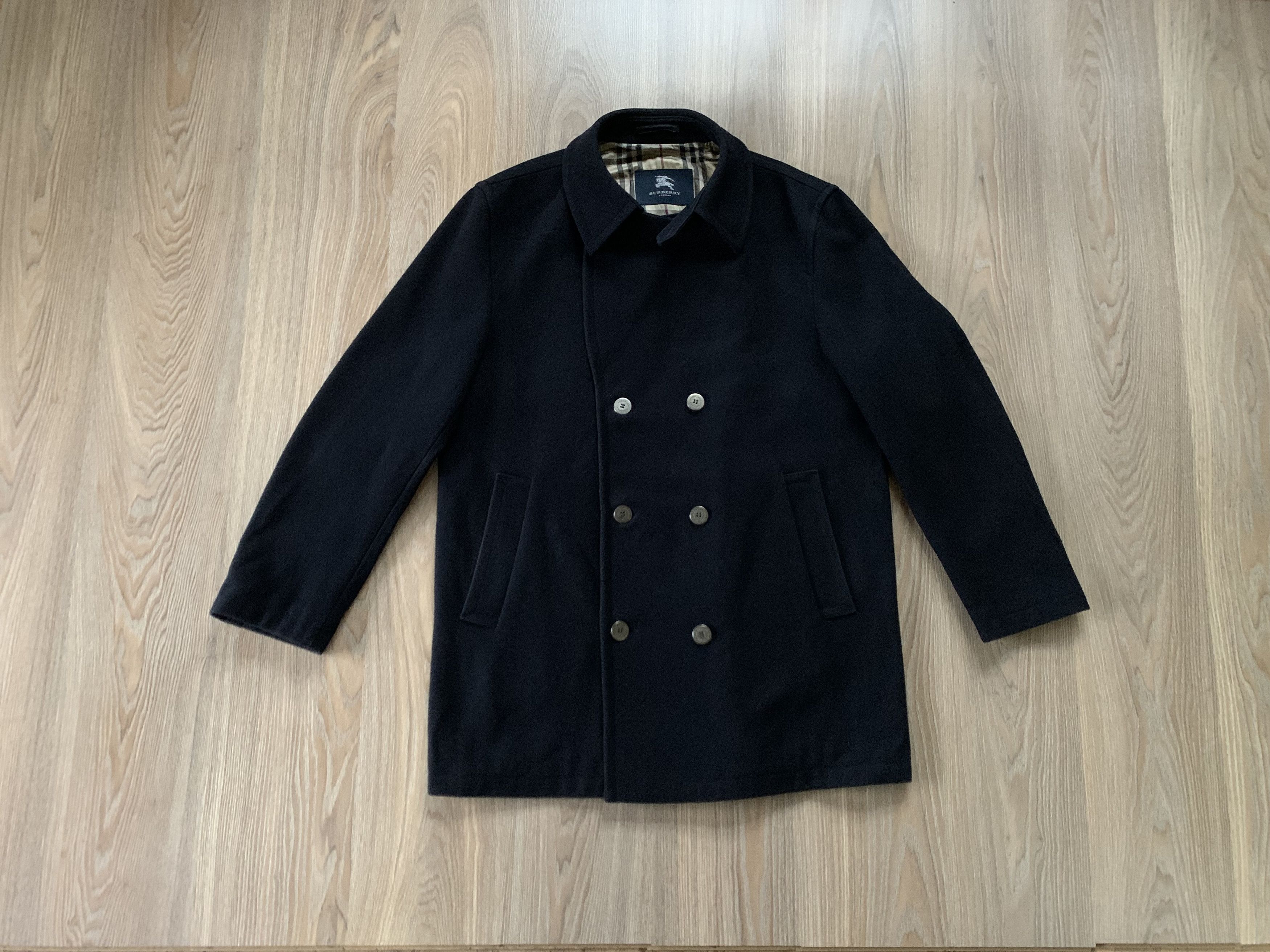 image of Burberry London Wool Trench Coat Jacket Vintage in Black, Men's (Size Large)