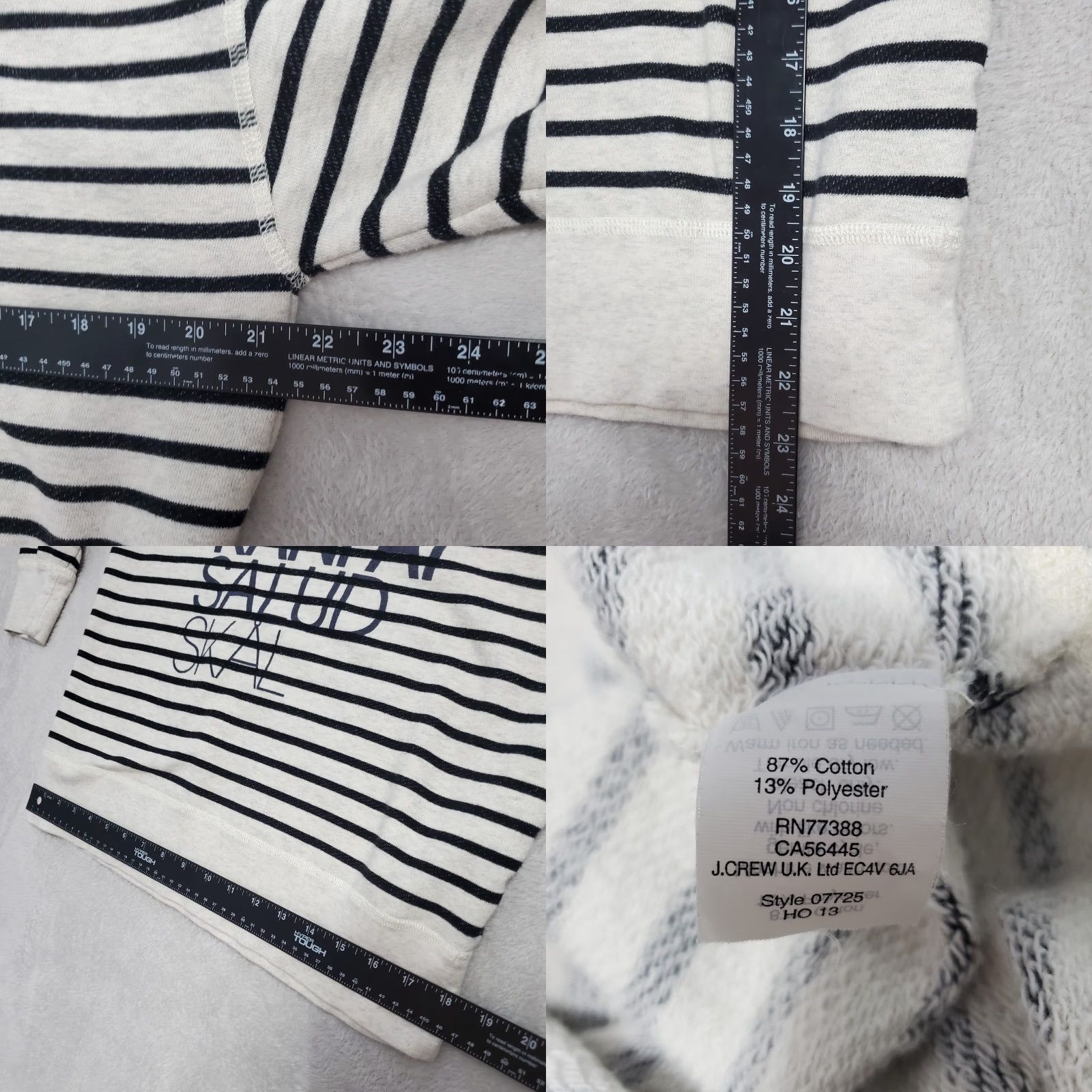 J.Crew J Crew Sweatshirt Women Large Beige Black Striped Cheers Graphic Print Nautical Size L / US 10 / IT 46 - 8 Thumbnail