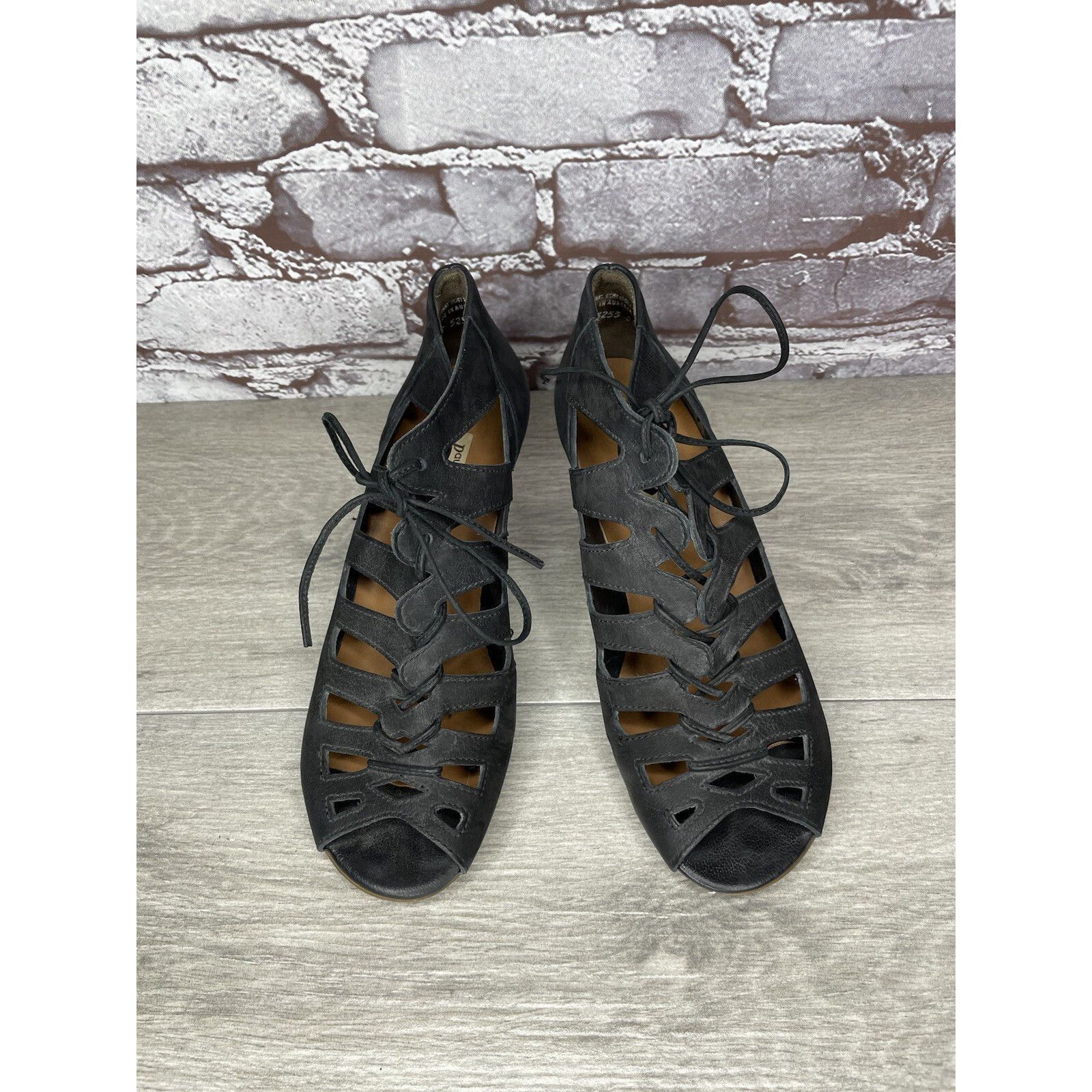 Other Paul Green Munchen Black Leather Caged Lace Up Heel Sandals Size US 6.5 / IT 36.5 - 2 Thumbnail