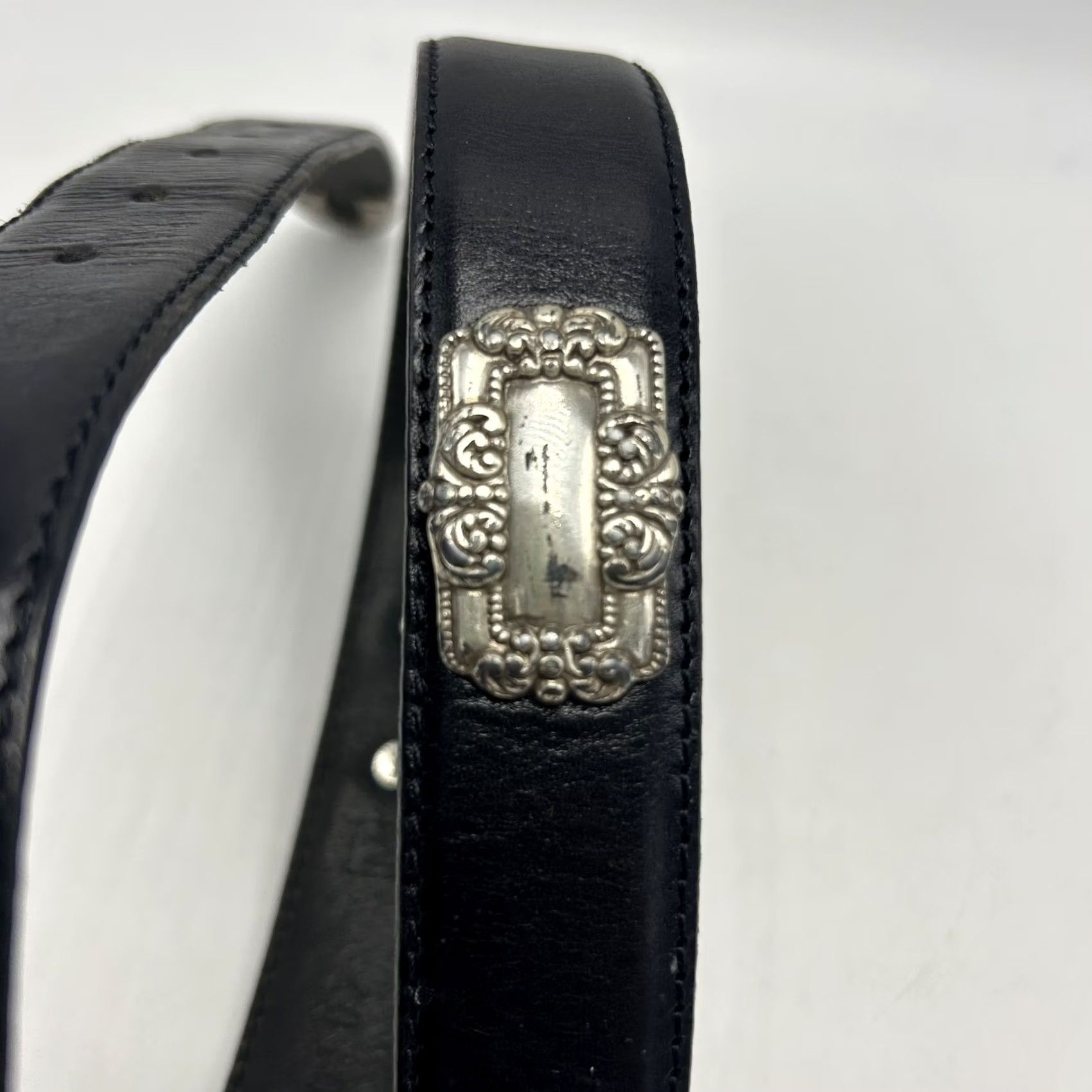Fossil VINTAGE Fossil Belt Womens Medium Black Leather Western Concho Statement Read Size ONE SIZE - 3 Thumbnail