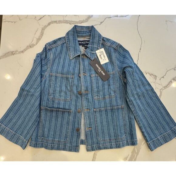 Veronica Beard Veronica Beard NWT Dahl Stripe Denim Chore Jacket Size XS Size XS / US 0-2 / IT 36-38 - 3 Thumbnail