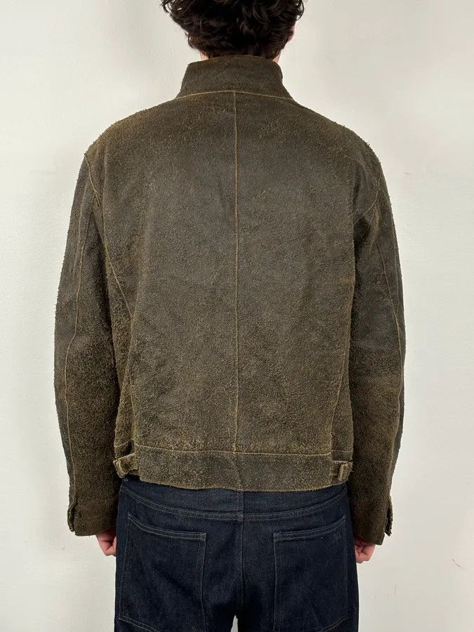 Vintage 2000s Massimo Rebecchi Brown Eroded Biker Leather Jacket Size US M / EU 48-50 / 2 - 3 Thumbnail