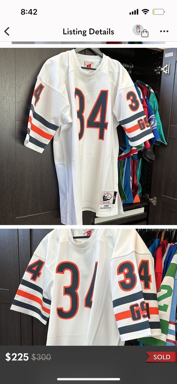 Mitchell & Ness Chicago Bears Away Vintage Walter Peyton Jersey Size US L / EU 52-54 / 3 - 1 Thumbnail