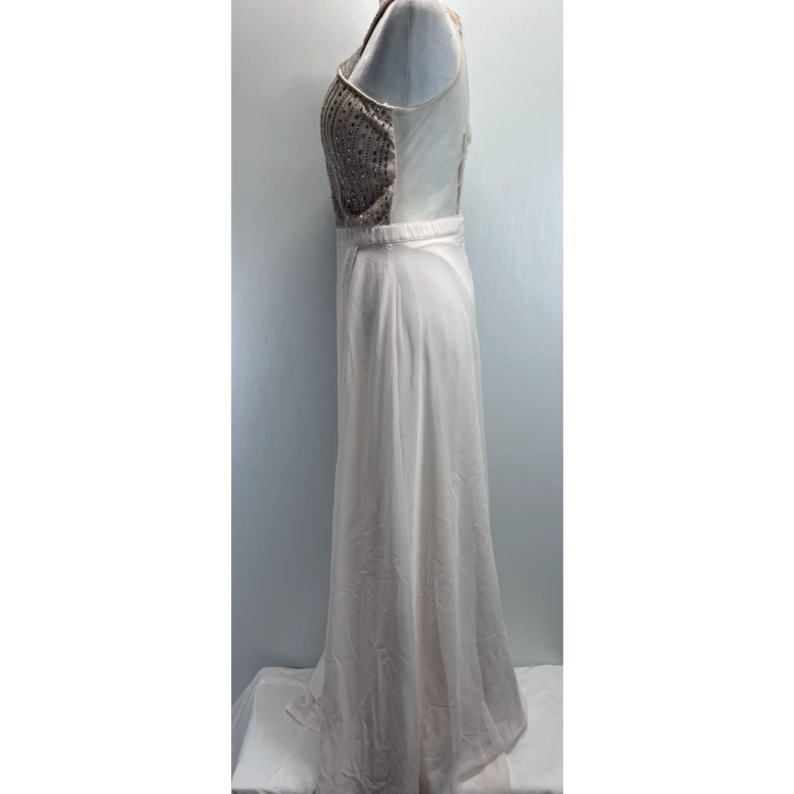 Vintage VINTAGE Soieblu Evening Dress Dress Gown Sleeveless Ivory L Beaded Side Slit Women’s, Long, Formal, Party/Cocktail, Size L Size L / US 10 / IT 46 - 2 Thumbnail