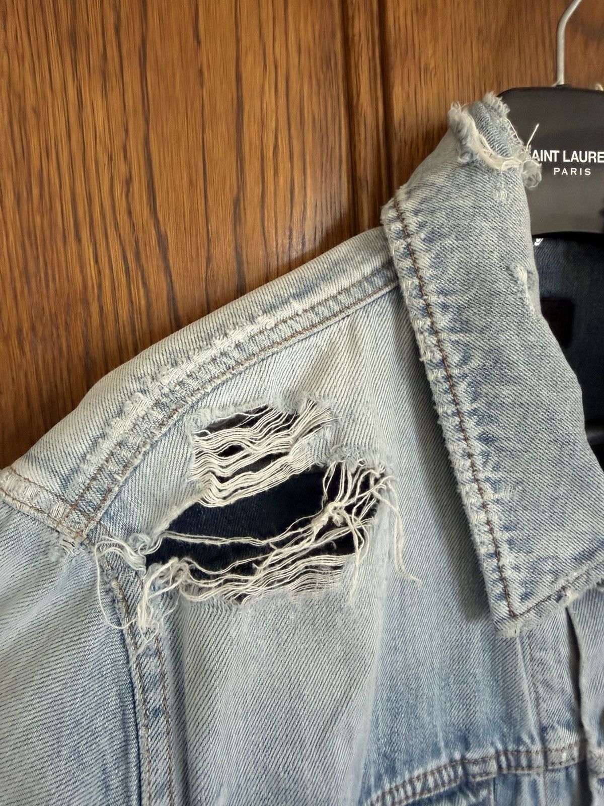 Saint Laurent Paris SS21 Saint Laurent denim trucker jacket crash thrashed grail Size US L / EU 52-54 / 3 - 17 Thumbnail