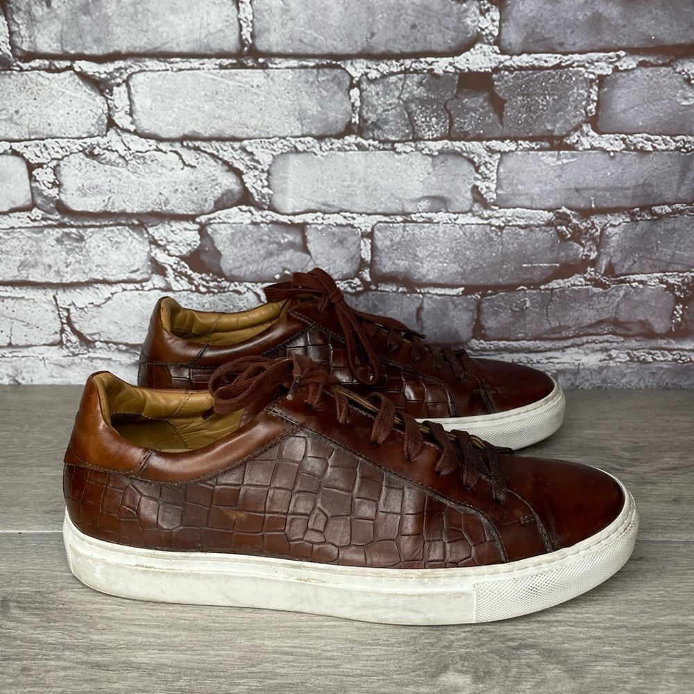 Johnston & Murphy Johnston & Murphy Jake Brown Leather Croc Embossed Lace Up L Size US 9 / EU 42 - 1 Thumbnail