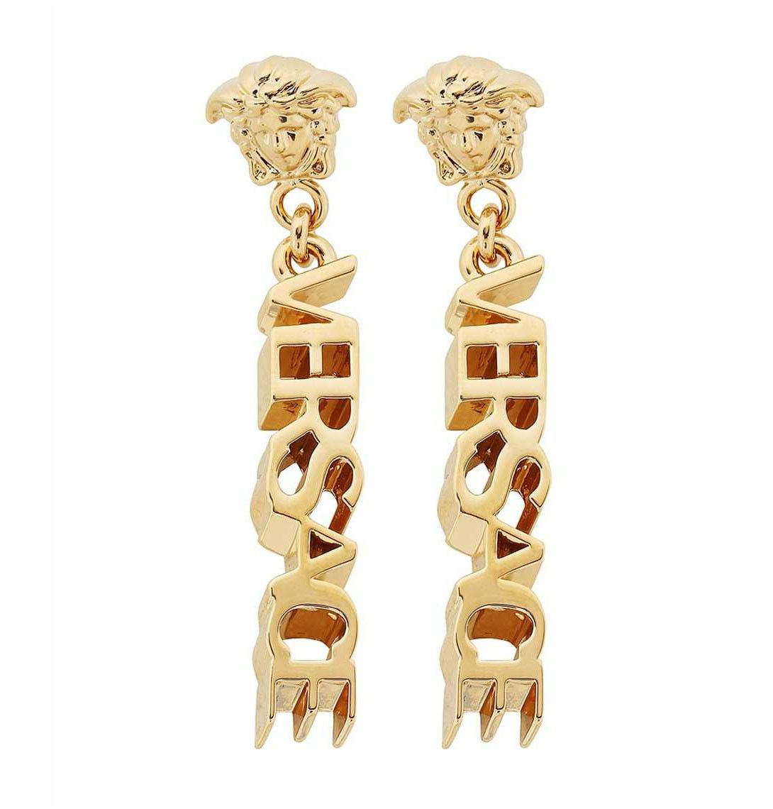 Versace o1s22i1n1024 Size: OS / Logo Pendant Earrings in Gold Size ONE SIZE - 1 Thumbnail