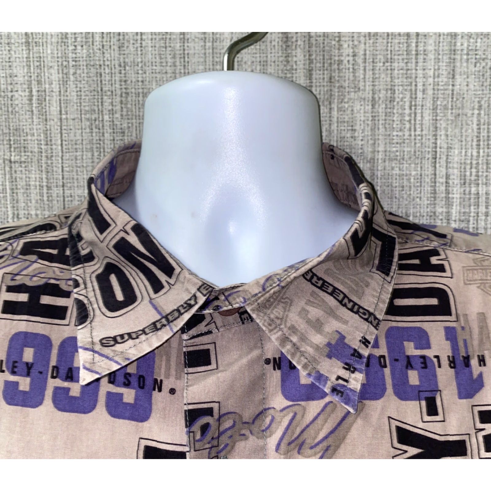 Harley Davidson Harley-Davidson Mens Gray Short Sleeve Button-Up Shirt XL Casual Cotton Size US XL / EU 56 / 4 - 3 Thumbnail