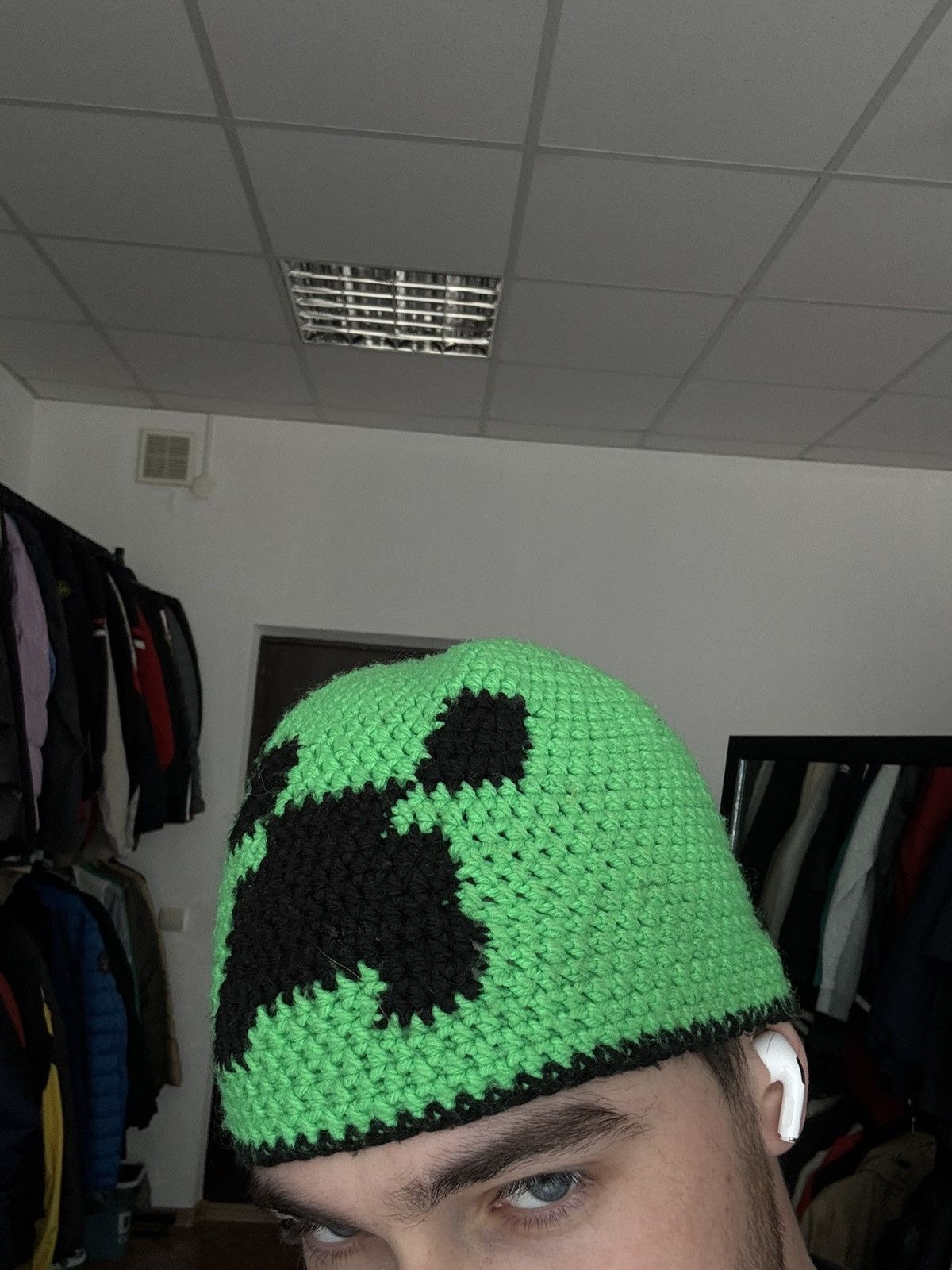 Vintage Vintage Minecraft Creeper awesome handmade knit hat Size ONE SIZE - 2 Thumbnail