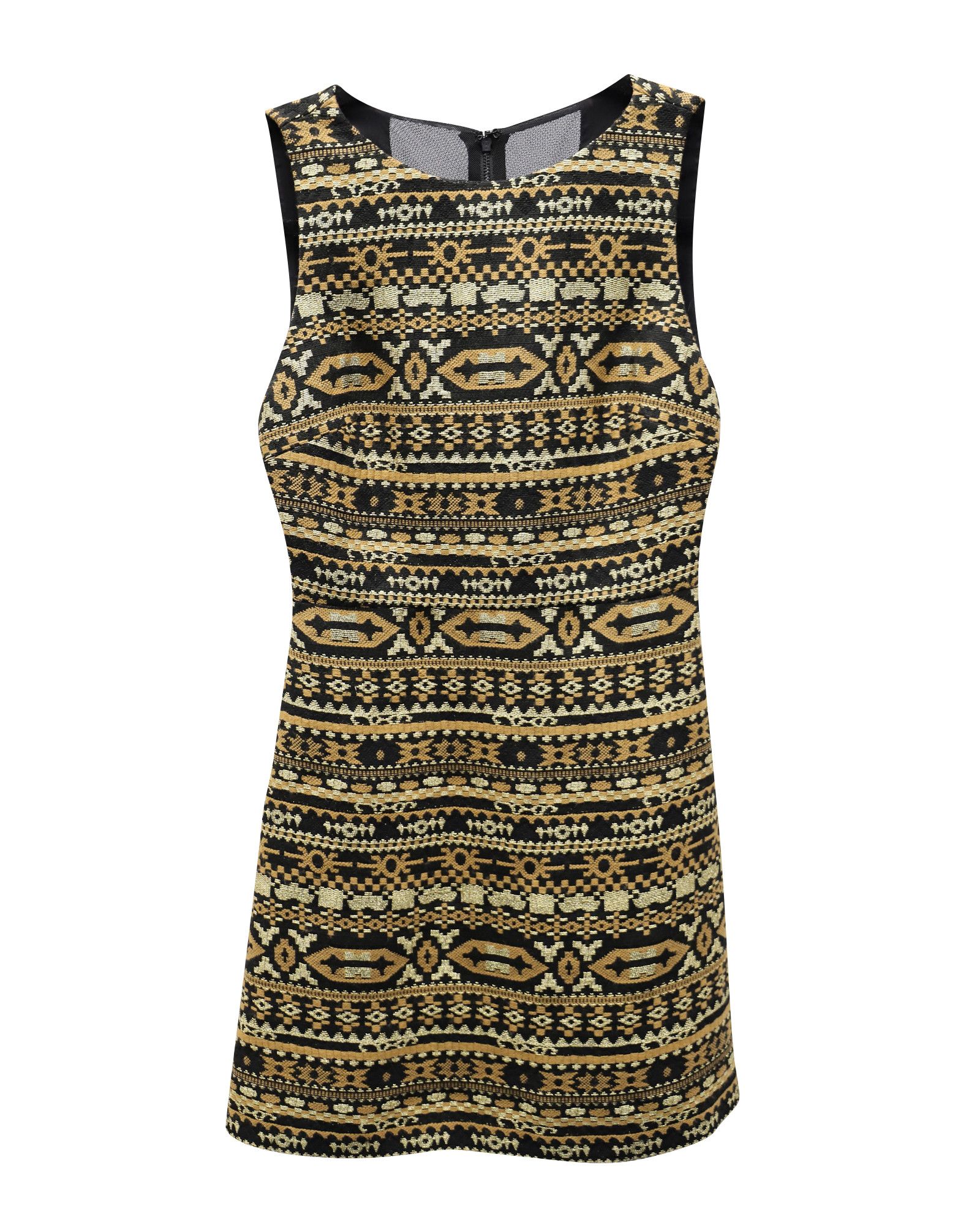 Alice + Olivia Alice + Olivia Tribal Print Strapless Dress in Gold Acrylic Size XS / US 0-2 / IT 36-38 - 1 Thumbnail
