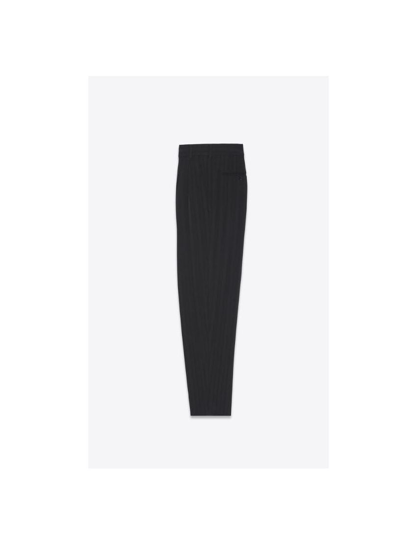 Saint Laurent Paris o1s1wg111224 High Rise Pants In Striped Wool in Black Size US 36 / EU 52 - 3 Thumbnail
