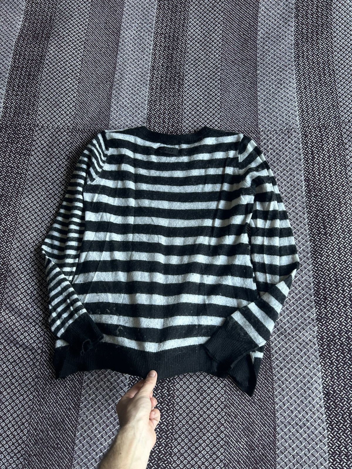 Diesel Diesel Black & White Striped Knit Sweater L / XL Y2K Style Size L / US 10 / IT 46 - 7 Thumbnail