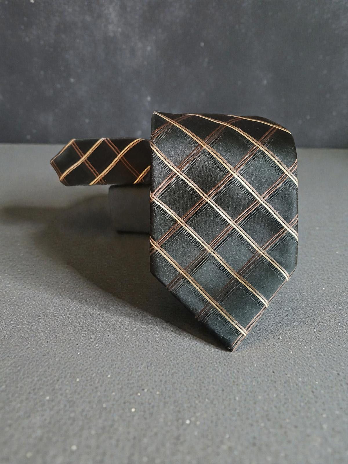 Jones New York Jones New York Handmade 100% Silk Black Plaid Tie Size ONE SIZE - 2 Thumbnail