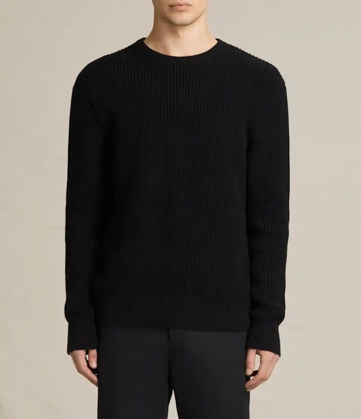 Allsaints All Saints Black Adan Crew Knit Ribbed Cotton Sweater Size US XS / EU 42 / 0 - 1 Thumbnail