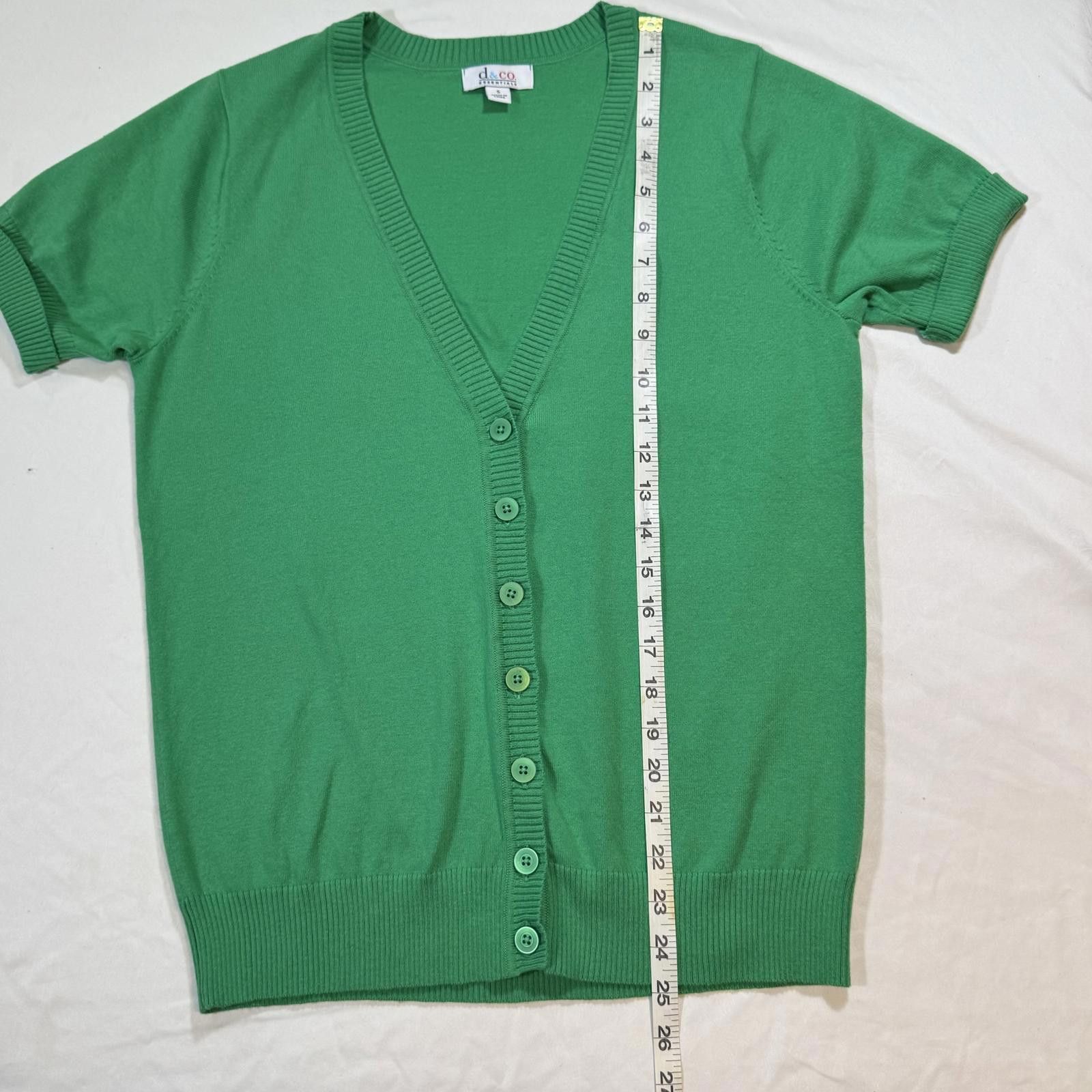 Designer D&CO Women's Small Green Short Sleeve Cardigan V-neck Size S / US 4 / IT 40 - 6 Thumbnail