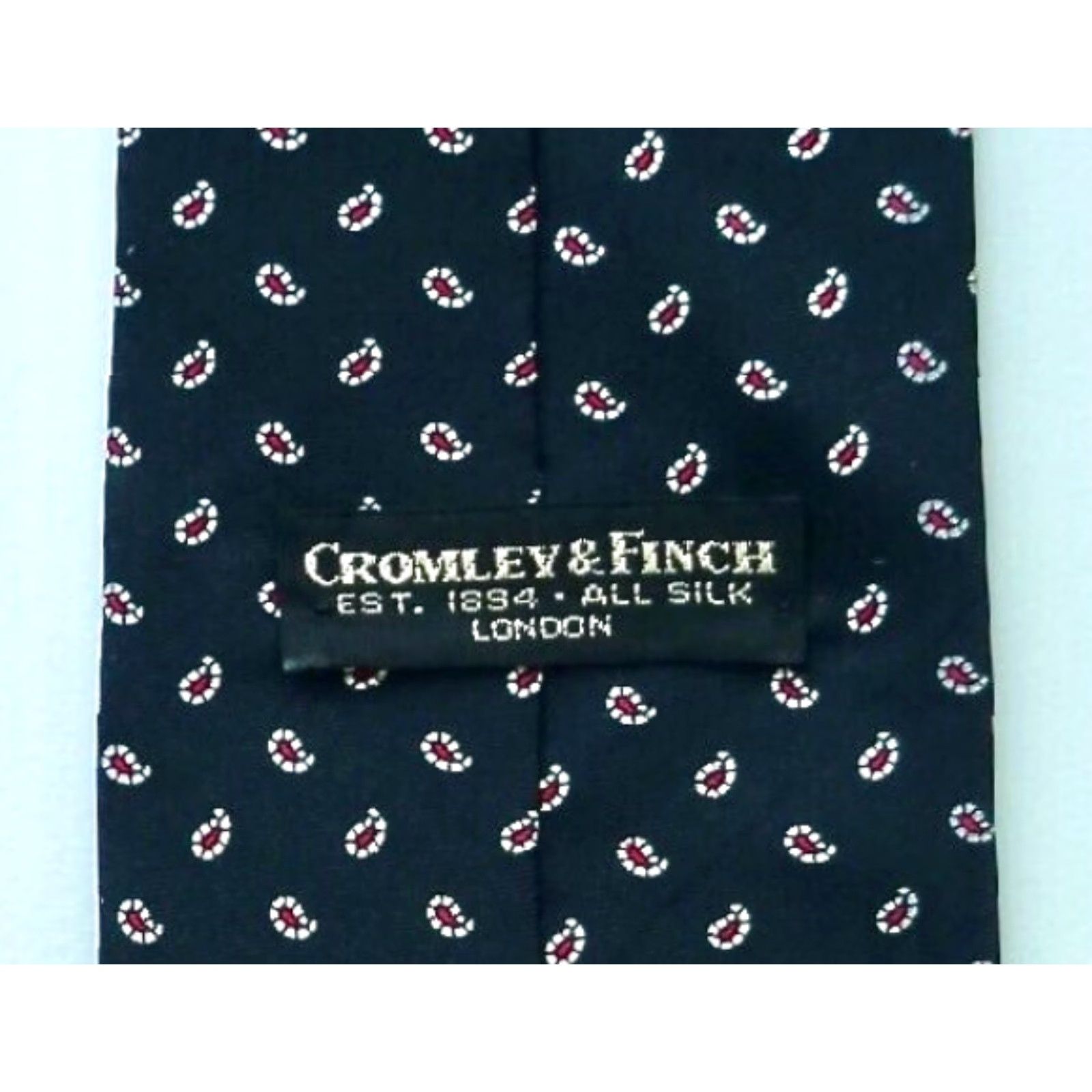 Vintage Cromley & Finch Men's Luxury Silk Tie Paisley Handmade 57"-60" Black Wide 4" Men’s Silk Tie Vintage? Size ONE SIZE - 7 Thumbnail