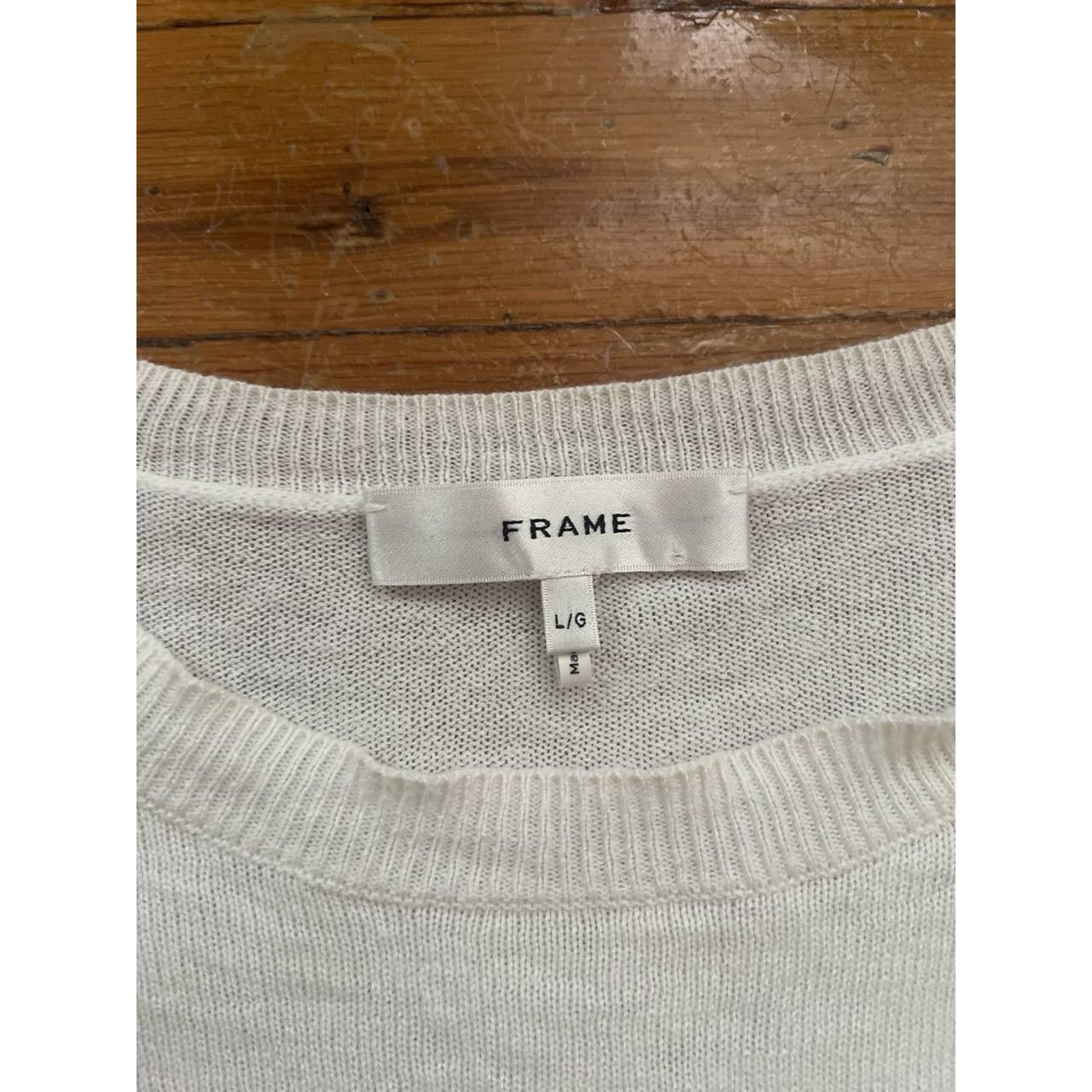 Frame FRAME cotton linen knitted 3/4 sleeve top Gathered A001872 Size L / US 10 / IT 46 - 3 Thumbnail