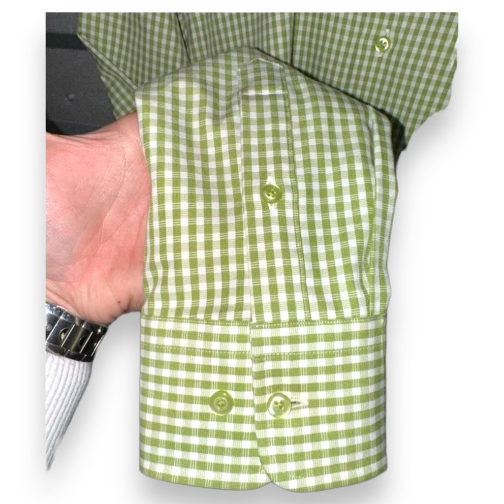 David Donahue David Donahue Green Check Trim Fit Dress Shirt Size L 16.5 3 Size US L / EU 52-54 / 3 - 8 Thumbnail