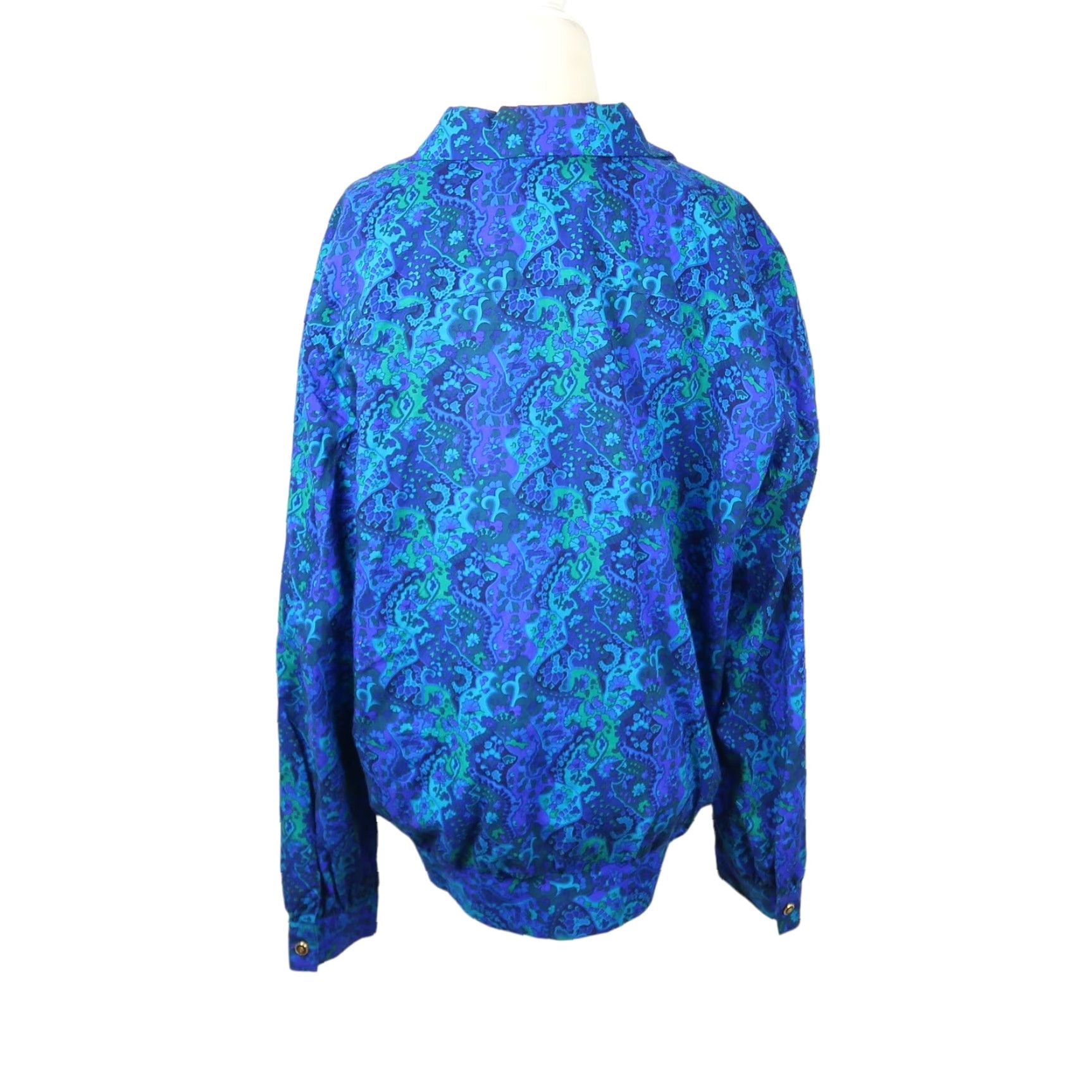 Vintage VINTAGE Shrader cobalt blue and turquoise paisley print blouse 16 Size XXL / US 16-18 / IT 52-54 - 4 Thumbnail