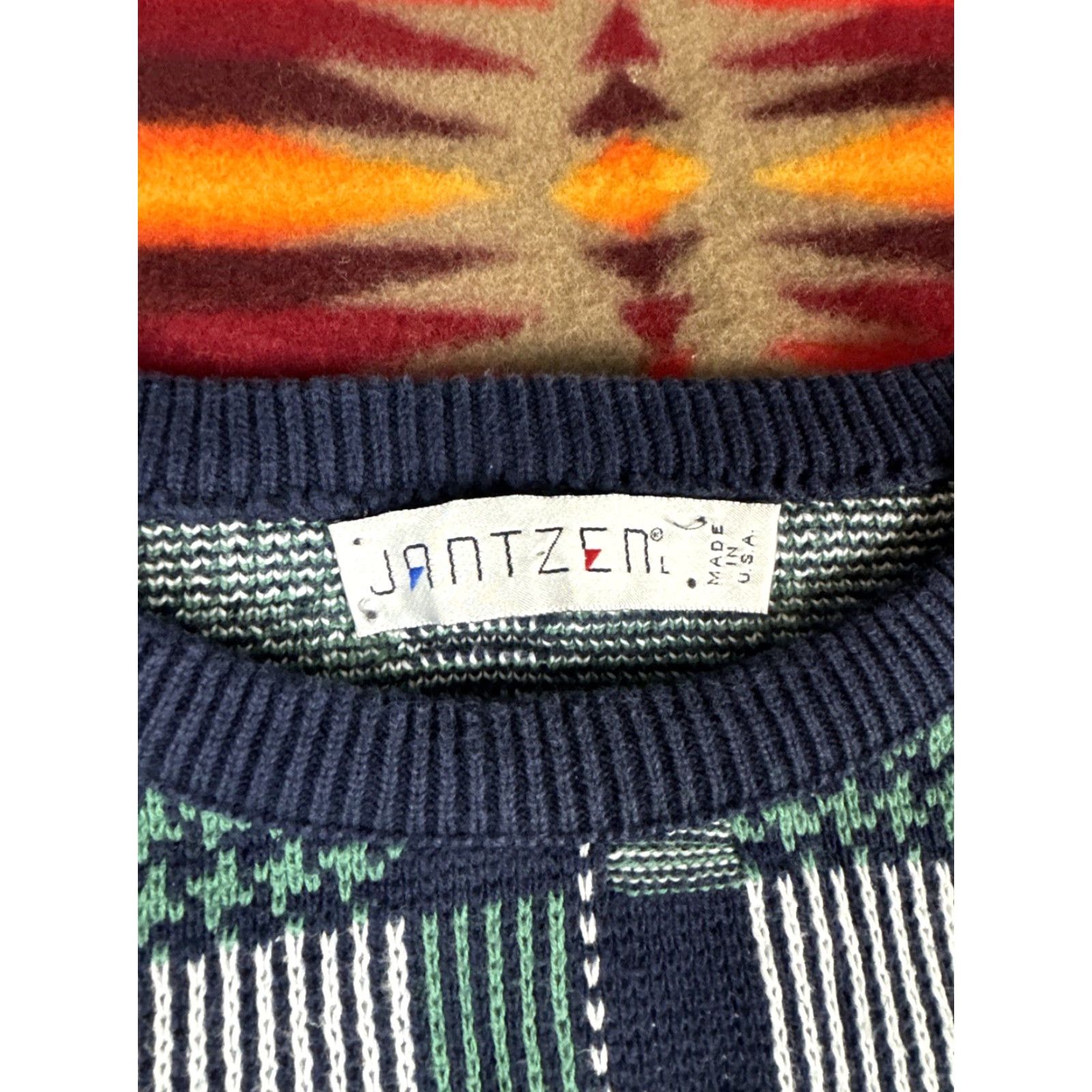 Jantzen VINTAGE Jantzen Sweater Crewneck Mens L Green USA Size US L / EU 52-54 / 3 - 2 Thumbnail