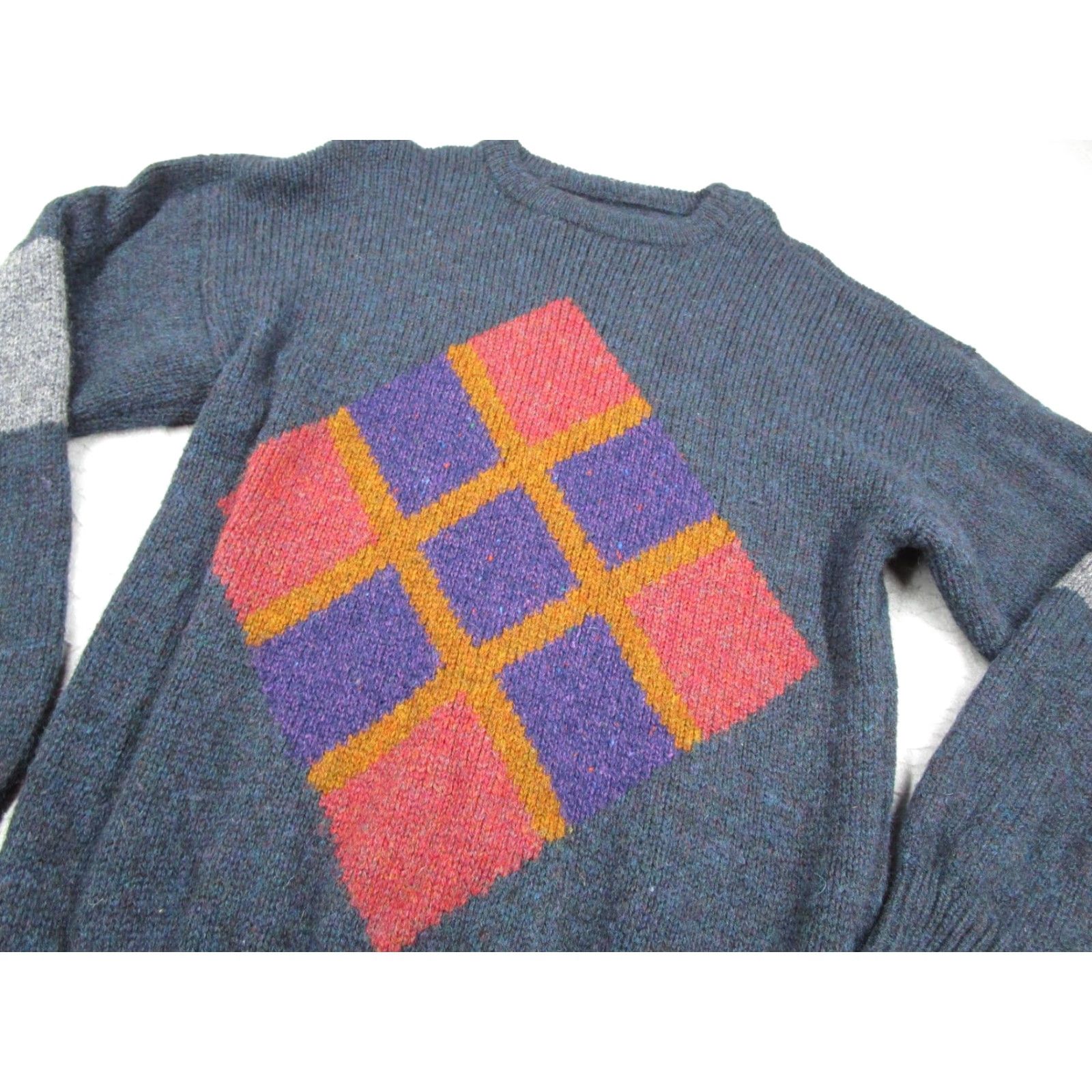 London Fog VINTAGE London Fog Sweater Mens Large Blue Diamond Crewneck 90s Wool Knit Pullover Size US L / EU 52-54 / 3 - 2 Thumbnail
