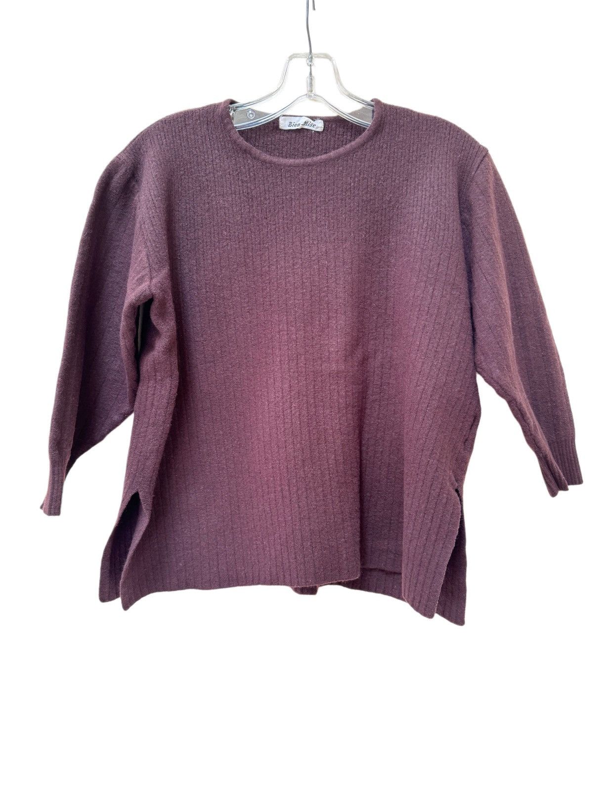 Vintage Bien Mise women’s 100% wool coffee brown sweater ribbed Size S / US 4 / IT 40 - 2 Thumbnail