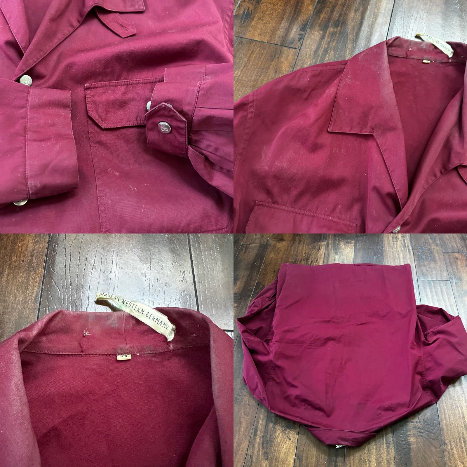 Bogner VINTAGE Bogner Jacket Shirt Men 44 Maroon Plaid 60s Rockabilly Long Sleeve Button Snap Cotton Flannel Size US XXL / EU 58 / 5 - 9 Thumbnail