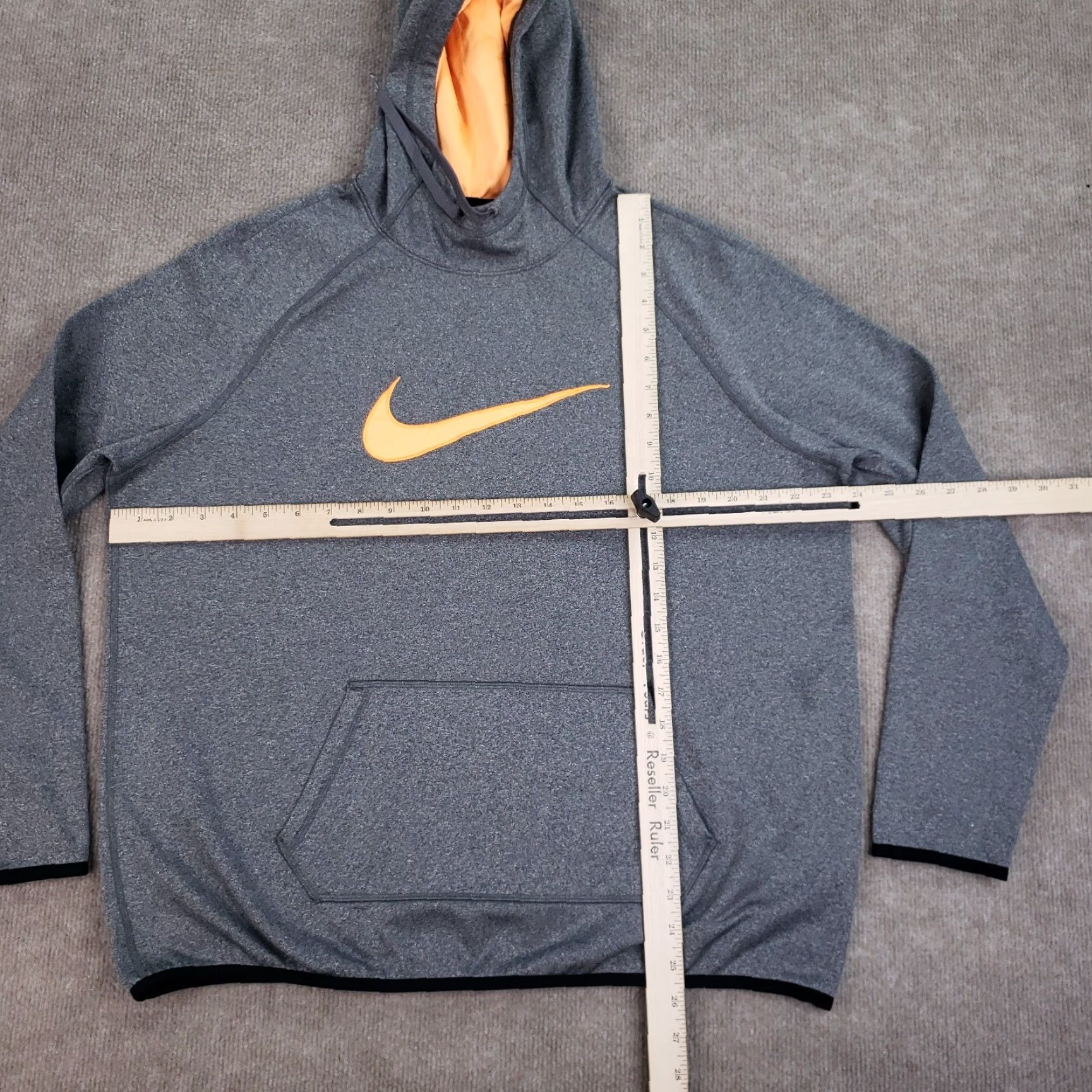 Nike Nike Hoodie Men XL Gray Orange Dri Fit Pullover Hooded Long Sleeve Center Swoosh Size US XL / EU 56 / 4 - 2 Thumbnail