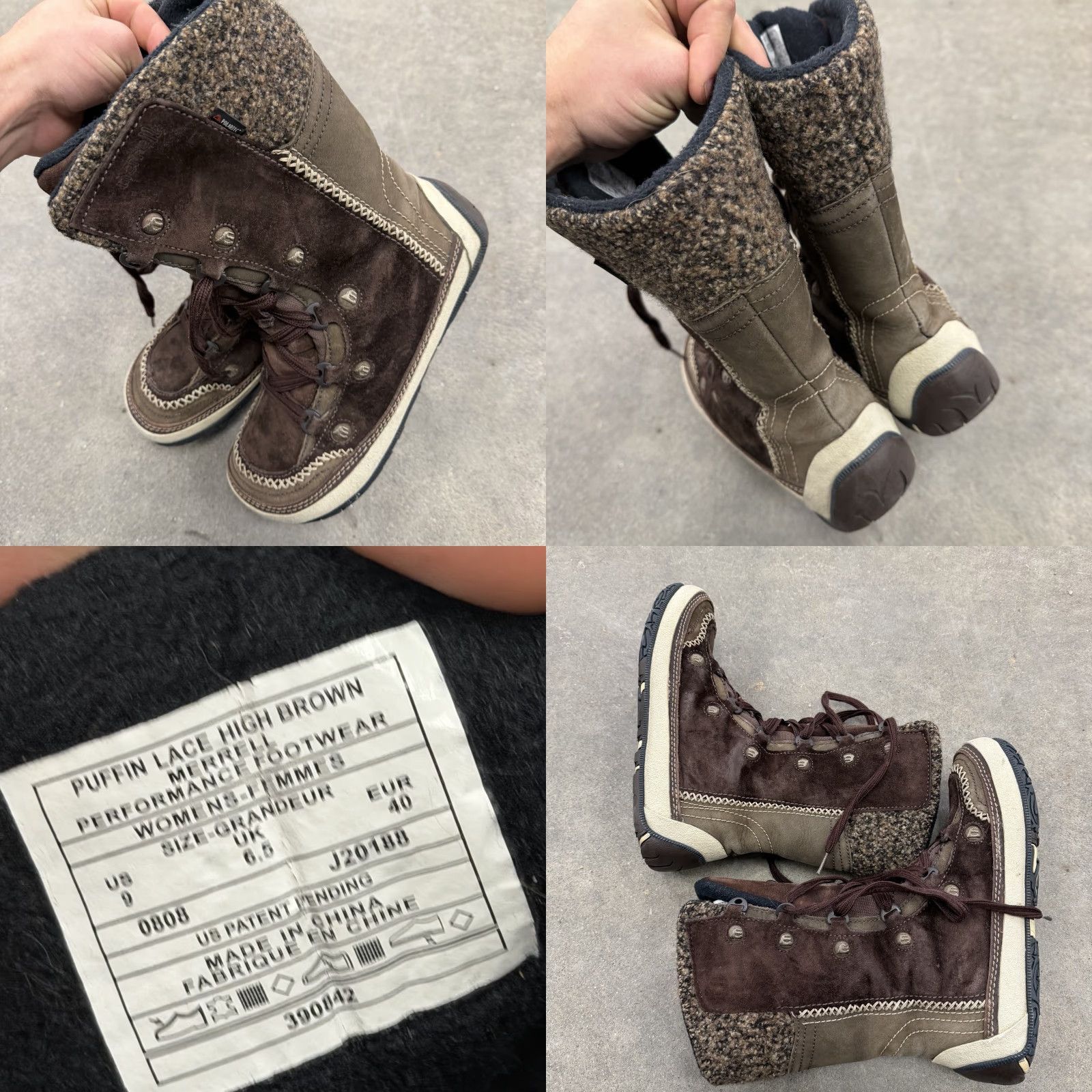 Merrell Merrell Womens Suede Puffin Lace High Boots J20188 Sz 9 Brown Leather Rubber Mid-Calf Round Toe Snow Boot Casual - 40 EU - 6.5 UK - Pre-owned Good Size US 7 / IT 37 - 8 Thumbnail