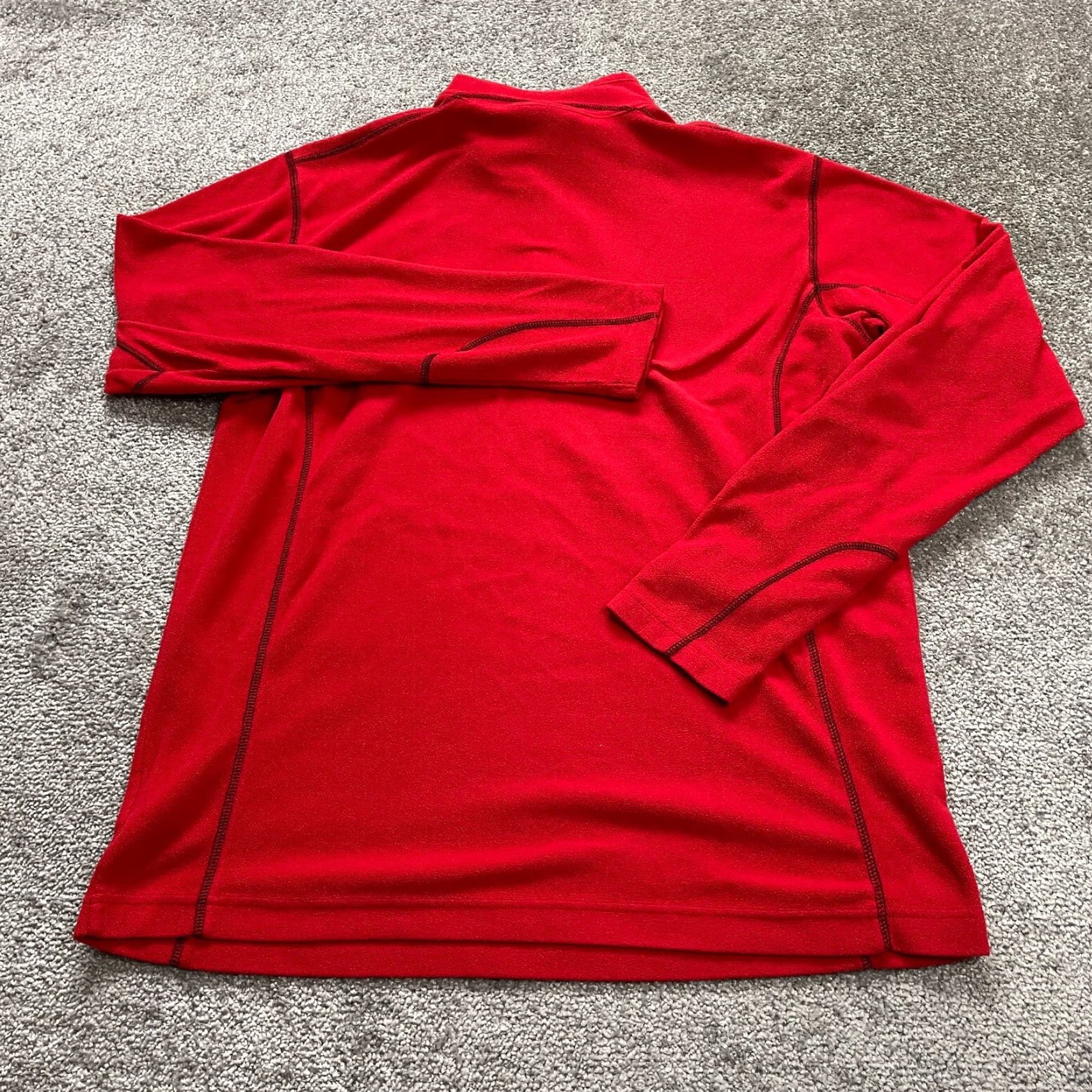 Vintage Columbia Mens Sweatshirt Red 1/4 Zip High Neck Fleece Jacket Outdoor 100% Polyester Stand-Up Collar Long Sleeve Mid-Length Regular Jacket Basic Size US M / EU 48-50 / 2 - 2 Thumbnail
