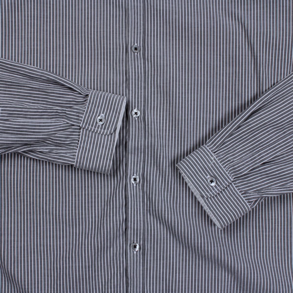 Designer × Hugo Boss HUGO BOSS Lorenzo Striped Gray White Shirt Dress Casual Size US L / EU 52-54 / 3 - 11 Thumbnail