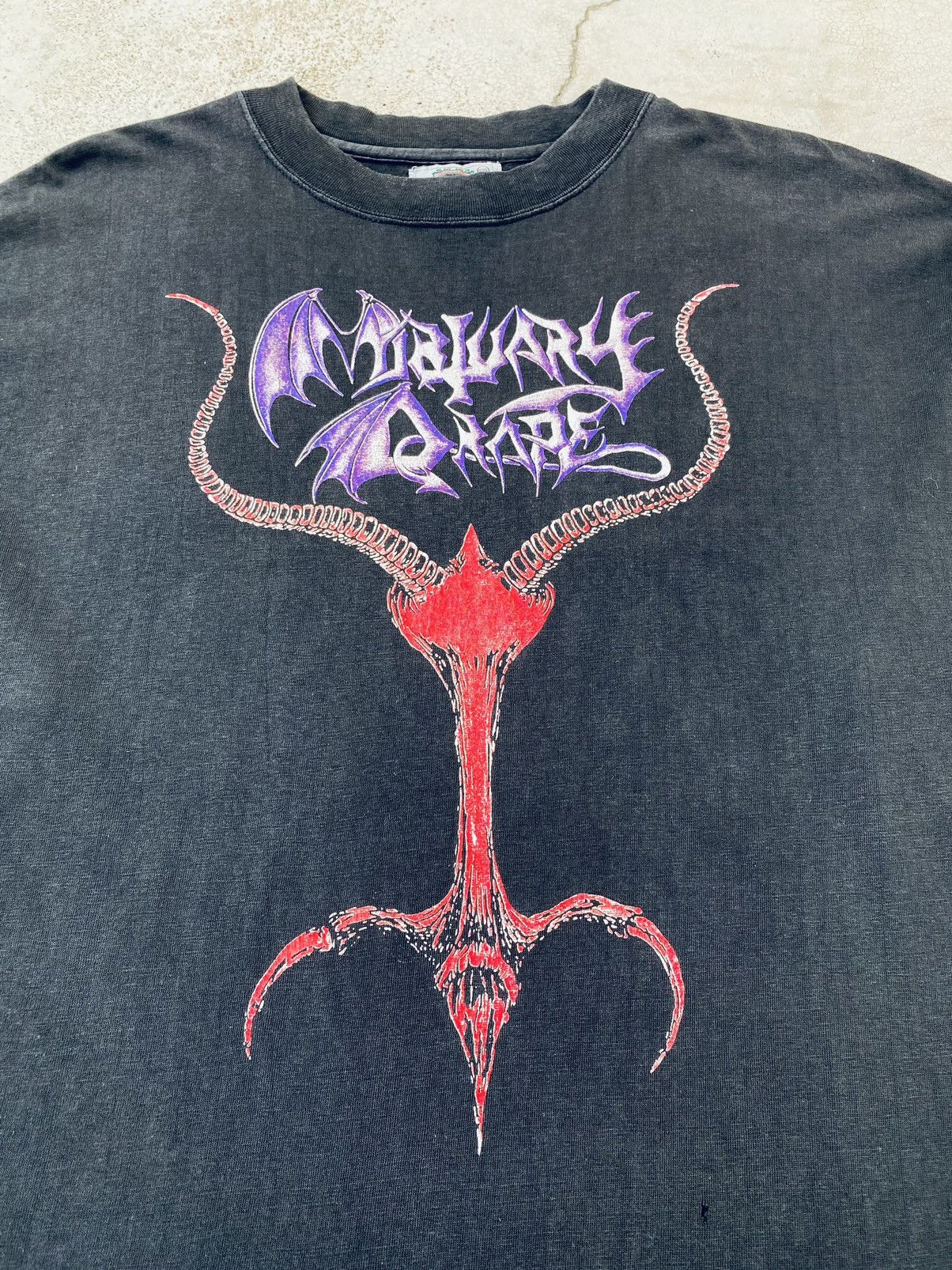 Band Tees Sick Vintage 90s Mortuary Drape Black Metal Band Long Sleeve Size US XXL / EU 58 / 5 - 3 Thumbnail