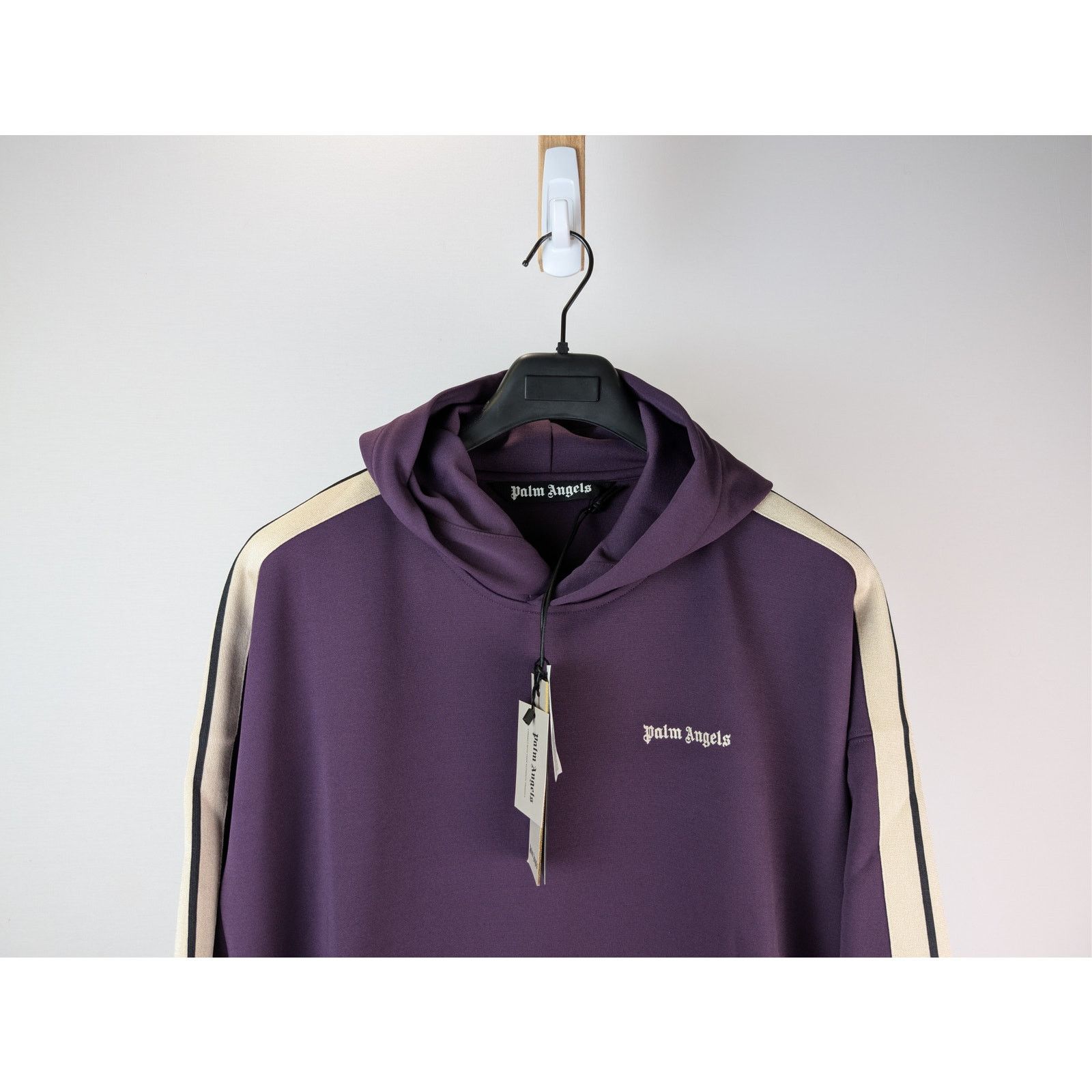 Palm Angels o1rshd1 Classic Logo Track Hoodie in Dark Purple / Off-White Size US XL / EU 56 / 4 - 3 Thumbnail