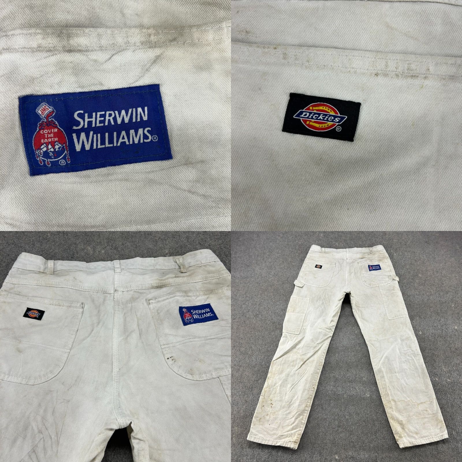 Dickies VINTAGE Dickies Pants Mens Regular 36x34 White Canvas Carpenter Workwear Distressed 5-Pocket Straight Inseam 34 Retro Size US 36 / EU 52 - 10 Thumbnail