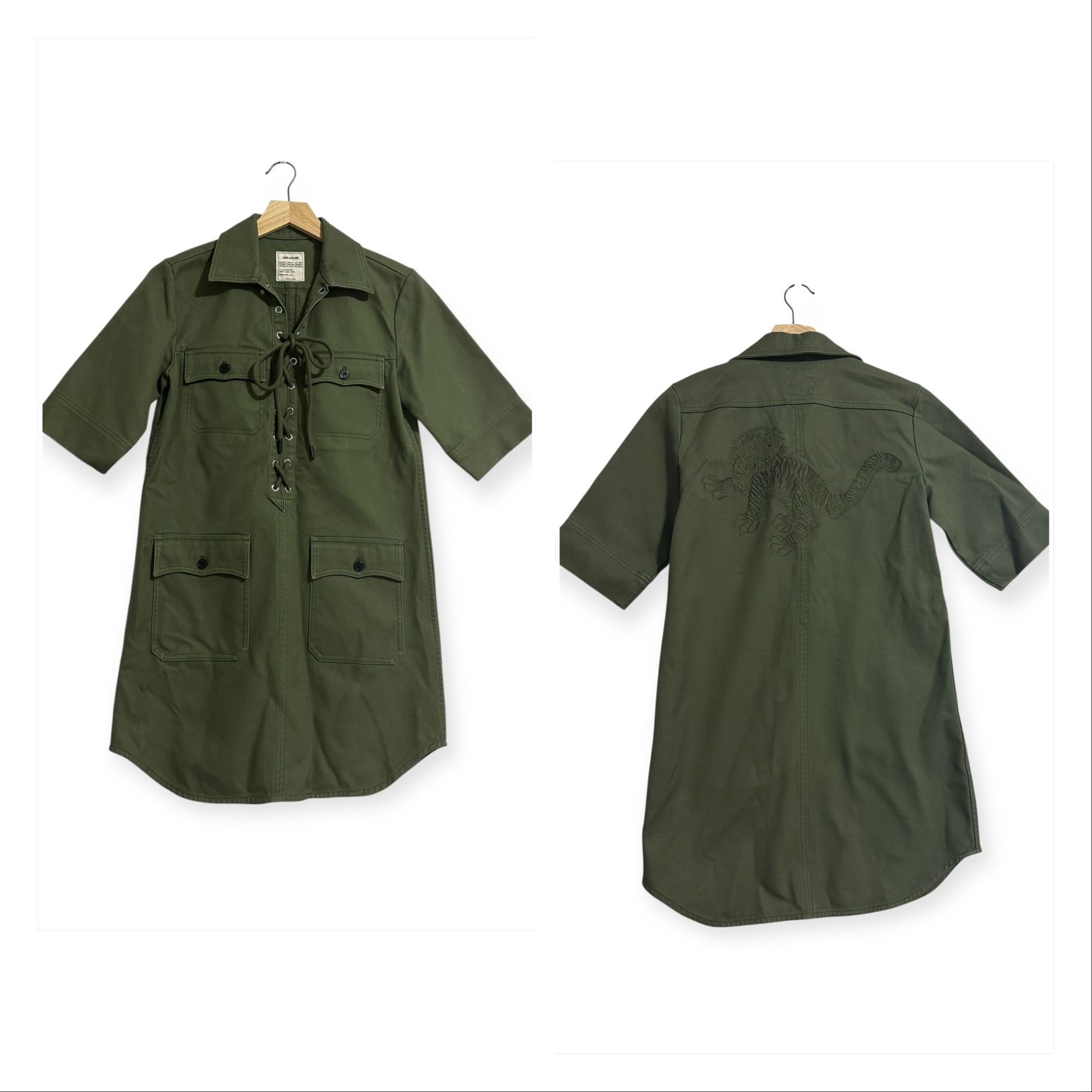 Zadig & Voltaire Zadig & Voltaire Record Brodé Tigre Shirt Dress in khaki/arm Size XS / US 0-2 / IT 36-38 - 15 Thumbnail
