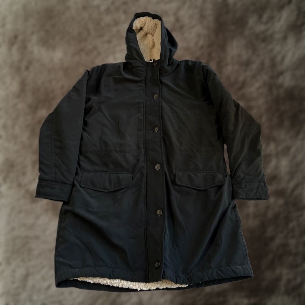 Abercrombie & Fitch Abercrombie & Fitch Coat Womens XL Navy Blue Sherpa Lined Hooded Parka Size XL / US 12-14 / IT 48-50 - 1 Thumbnail