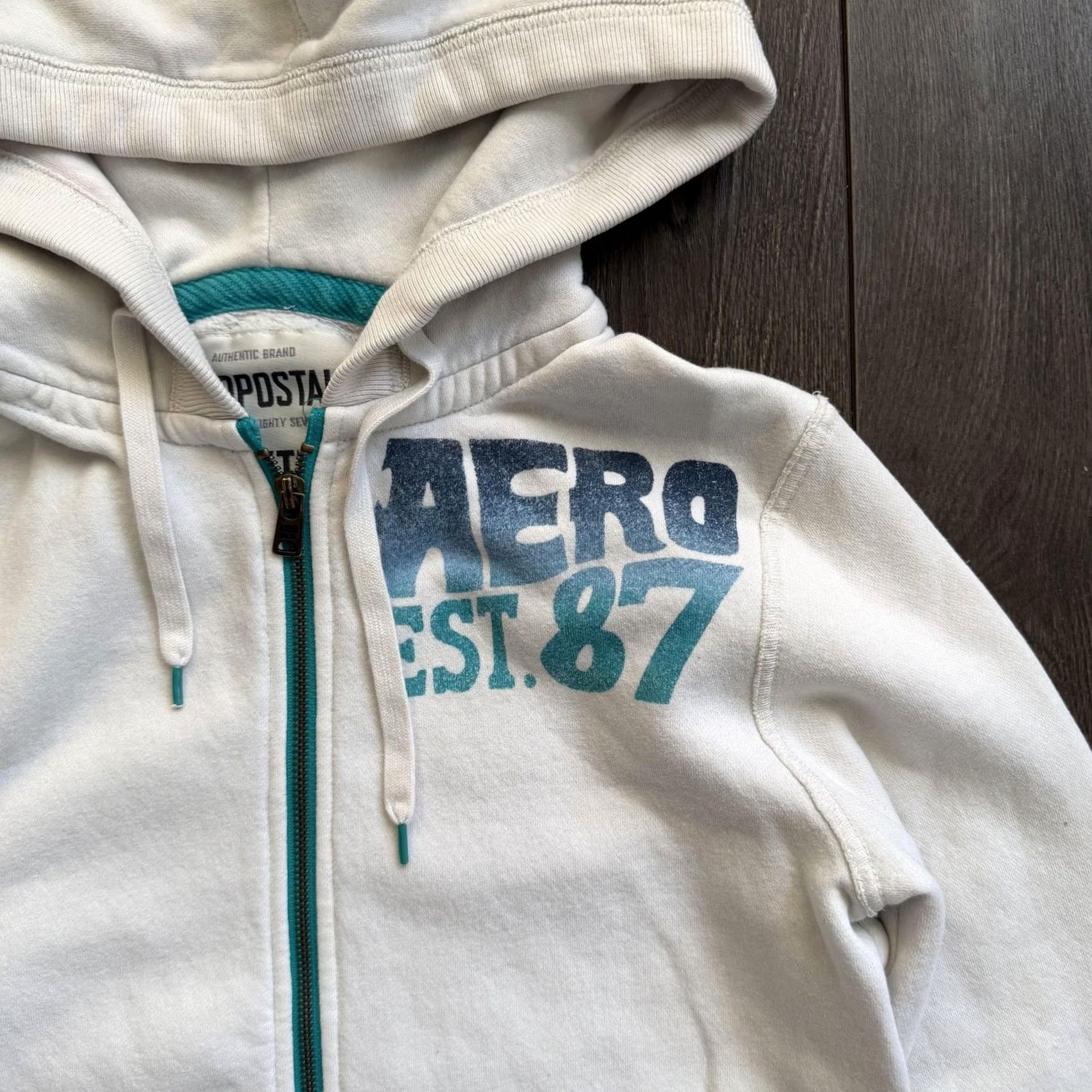 Aeropostale VINTAGE Aeropostale Hoodie White XS Full Zip Malibu Surf 87 Graphic Fleece Womens XS Size XS / US 0-2 / IT 36-38 - 4 Thumbnail