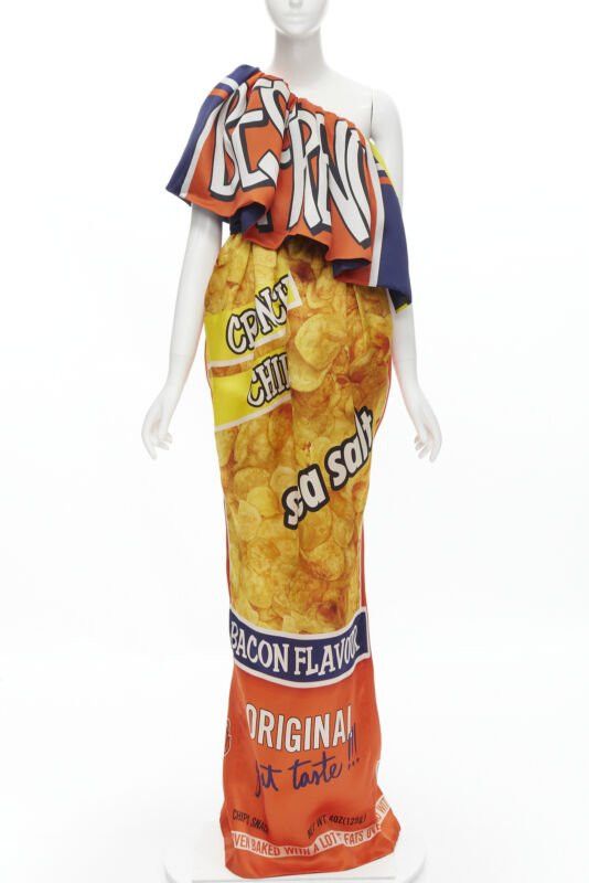 Moschino rare MOSCHINO Couture! 2014 Junk Food Potato Chip ruffle one shoulder gown IT40 Size S / US 4 / IT 40 - 1 Thumbnail